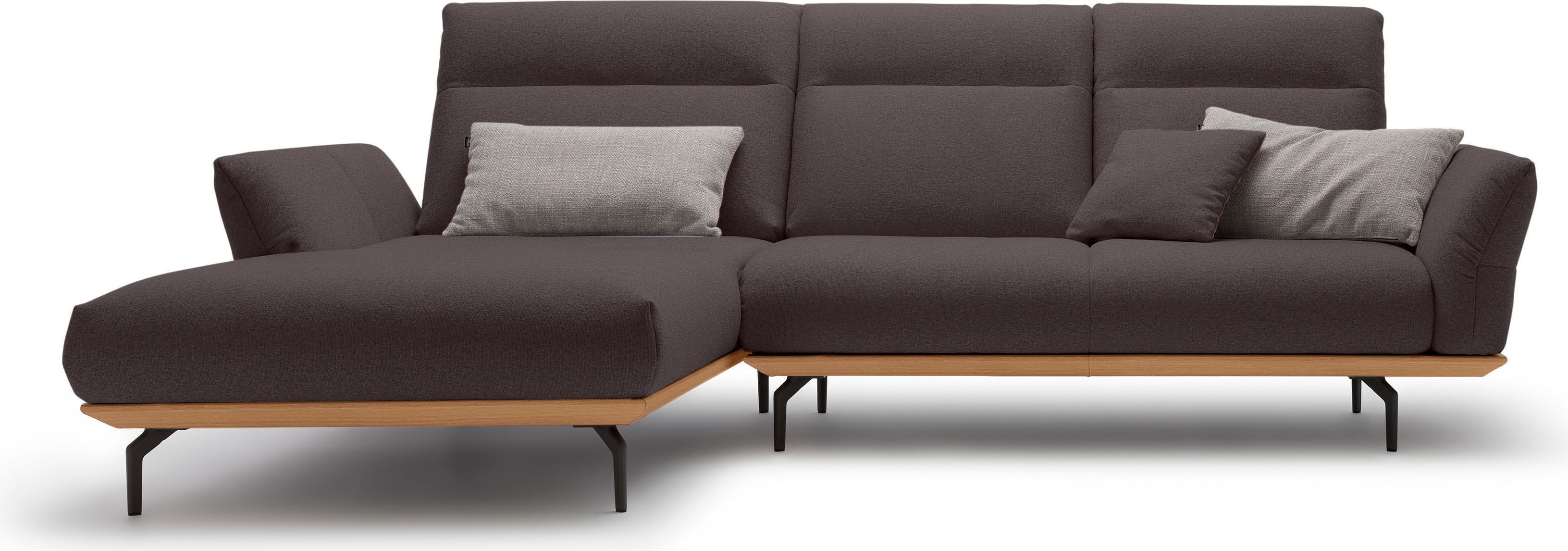 Creation BY ROLF BENZ Ecksofa "CR.460 Designsofa mit verstellbarer Rückenlehne, hochwertig & bequem" Sockel in Eiche, Alugussfüße in umbragrau, Breite 298 cm
