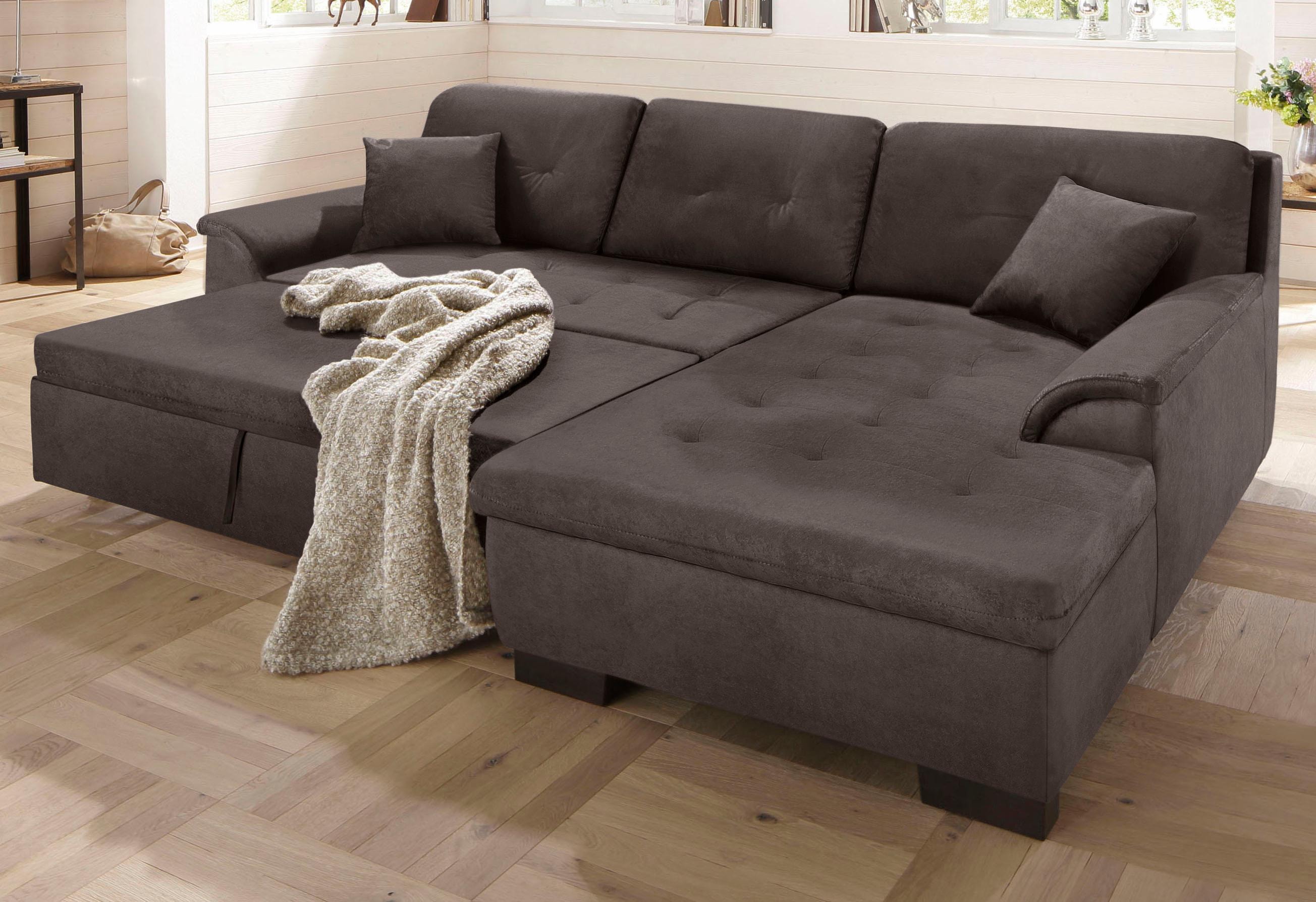 Home affaire Ecksofa "BERGEN 267x178 cm, elegantes Design" whlw. mit Bettfunktion L-Form