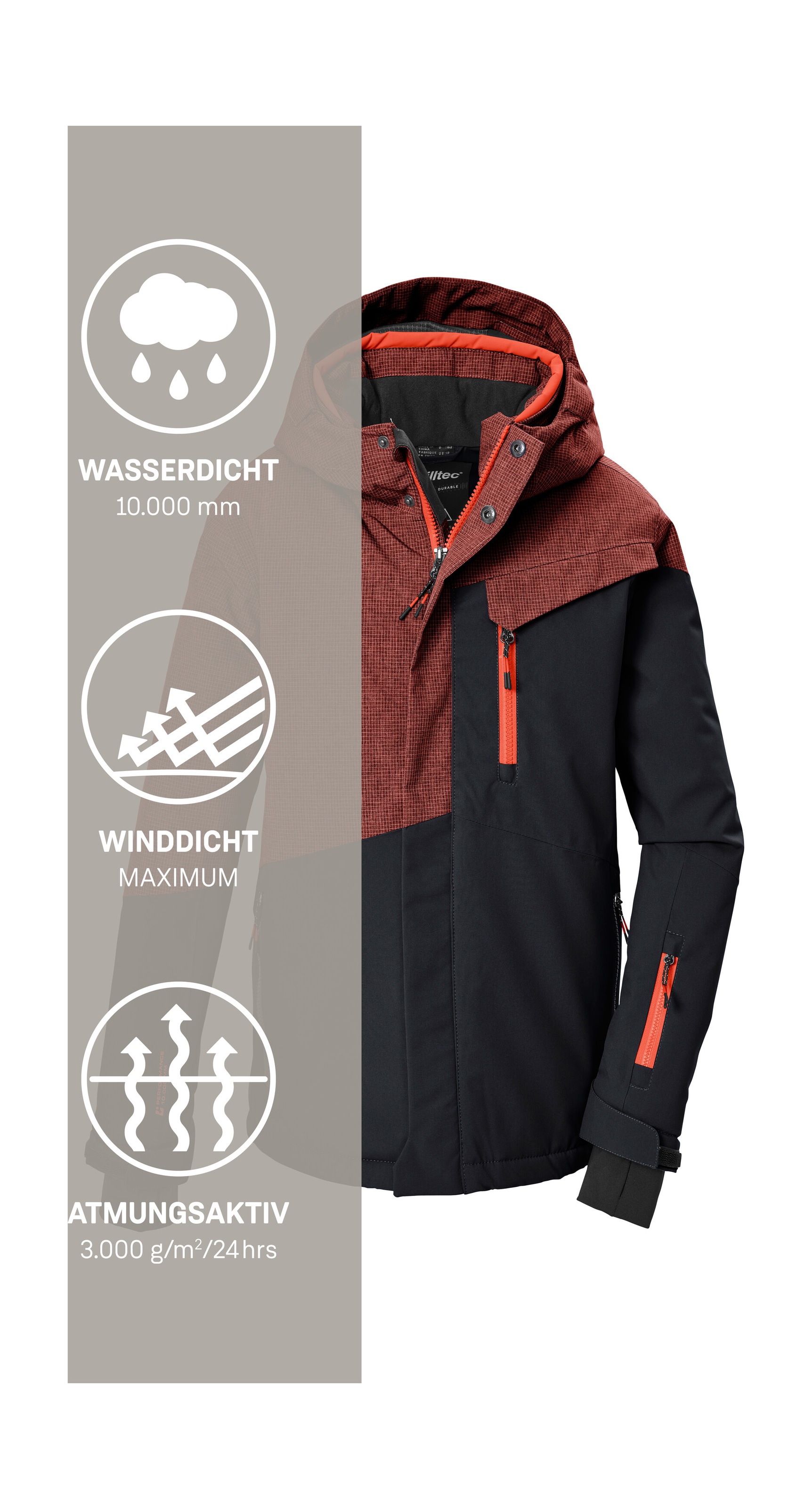 Killtec Skijacke »KSW 211 BYS SKI JCKT« Wind- und wasserdichte Skijacke mit verstellbarer Kapuze
