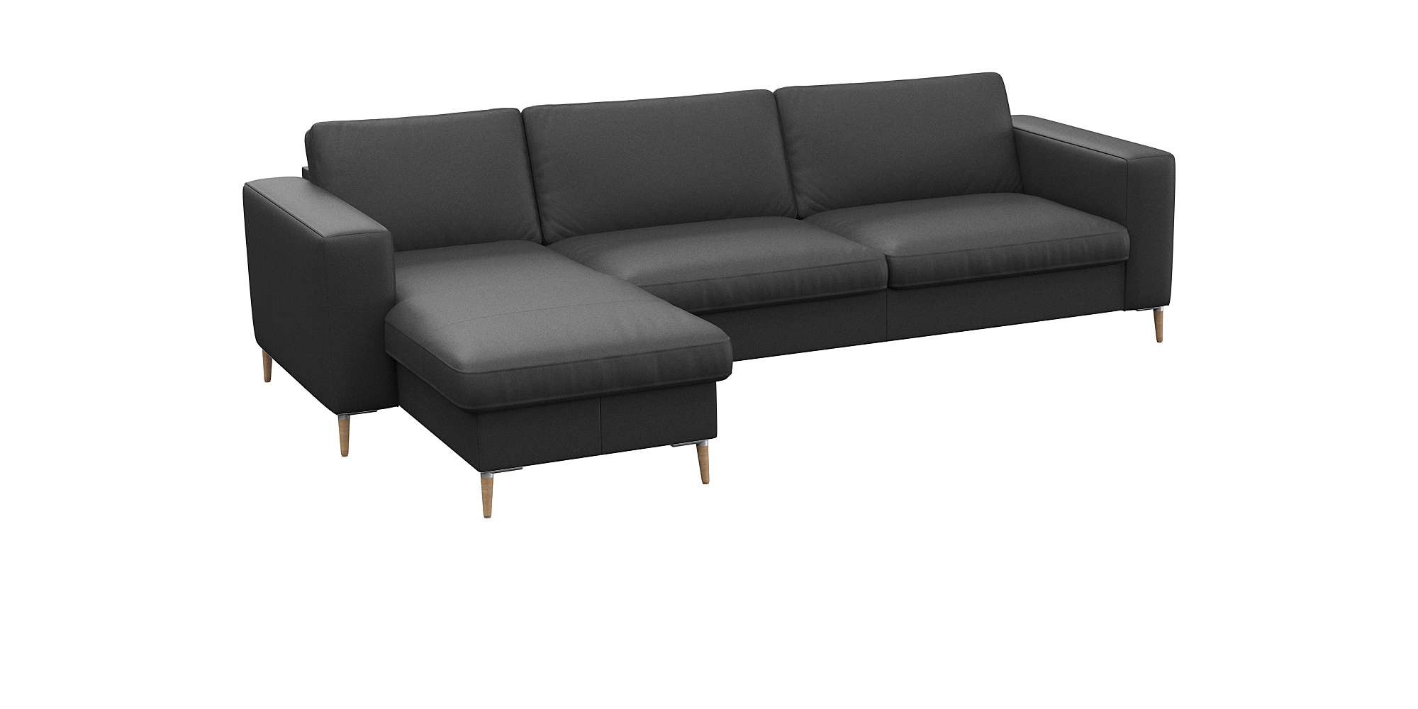 FLEXLUX Ecksofa »Fiore, Sitzaufbau mit hochwertigem Kaltschaum für mehr Sitzkomfort«, breite Armlehnen, L-Form, Füße Alu+ Eiche