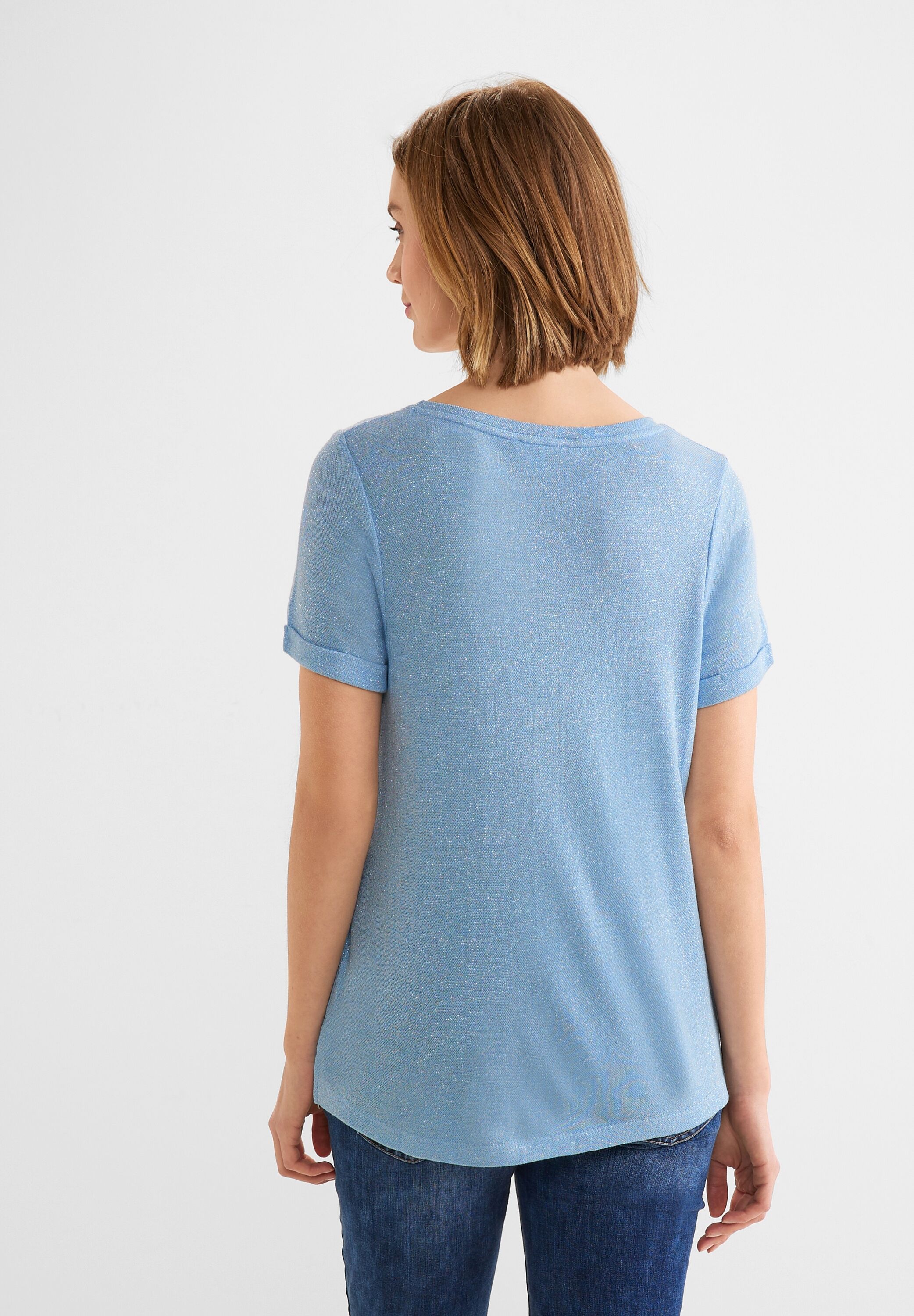 STREET ONE T-Shirt, mit schimmerndem Schriftzug