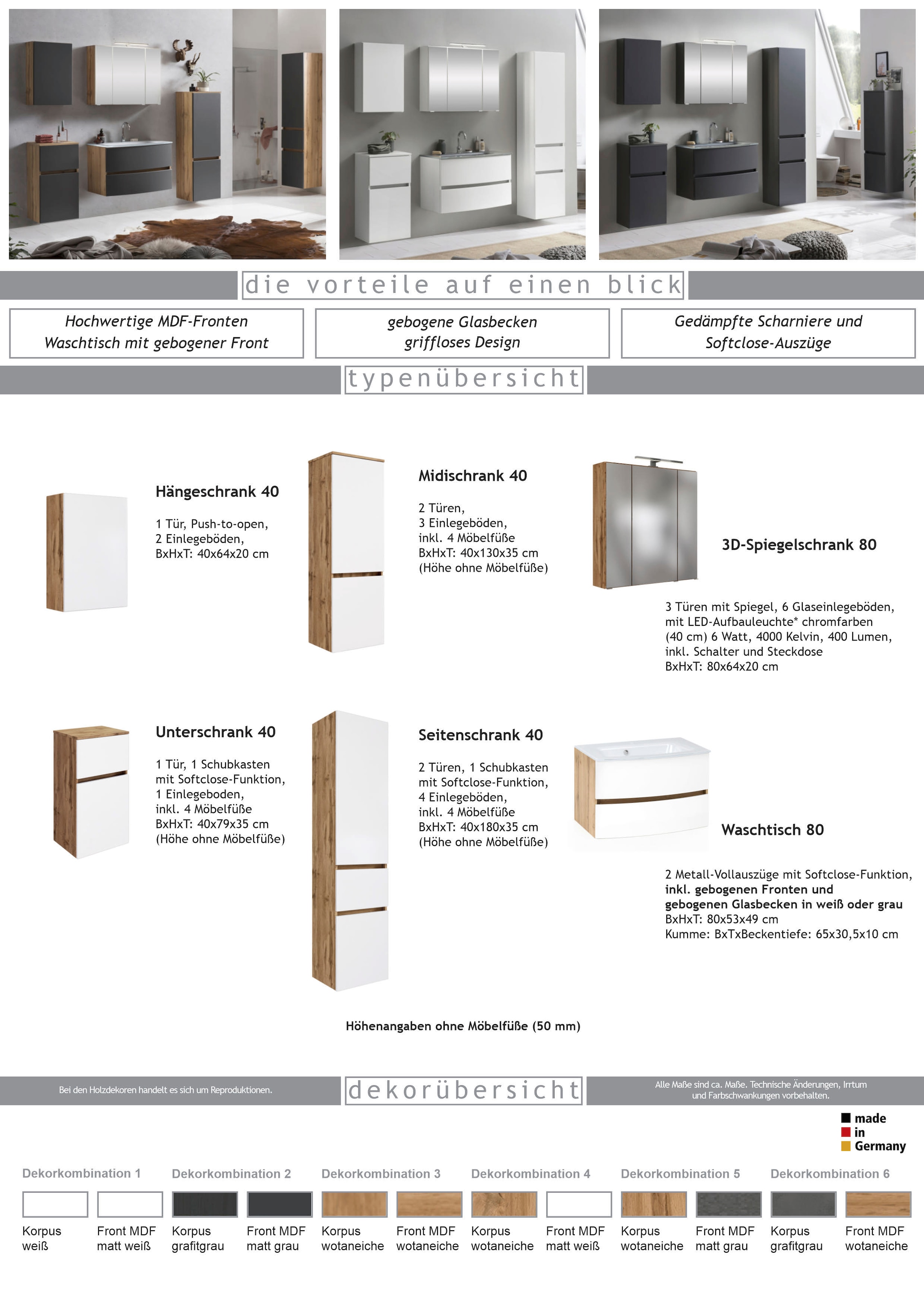 welltime Hängeschrank »Kaunas«, BxTxH: 40x20x64 cm