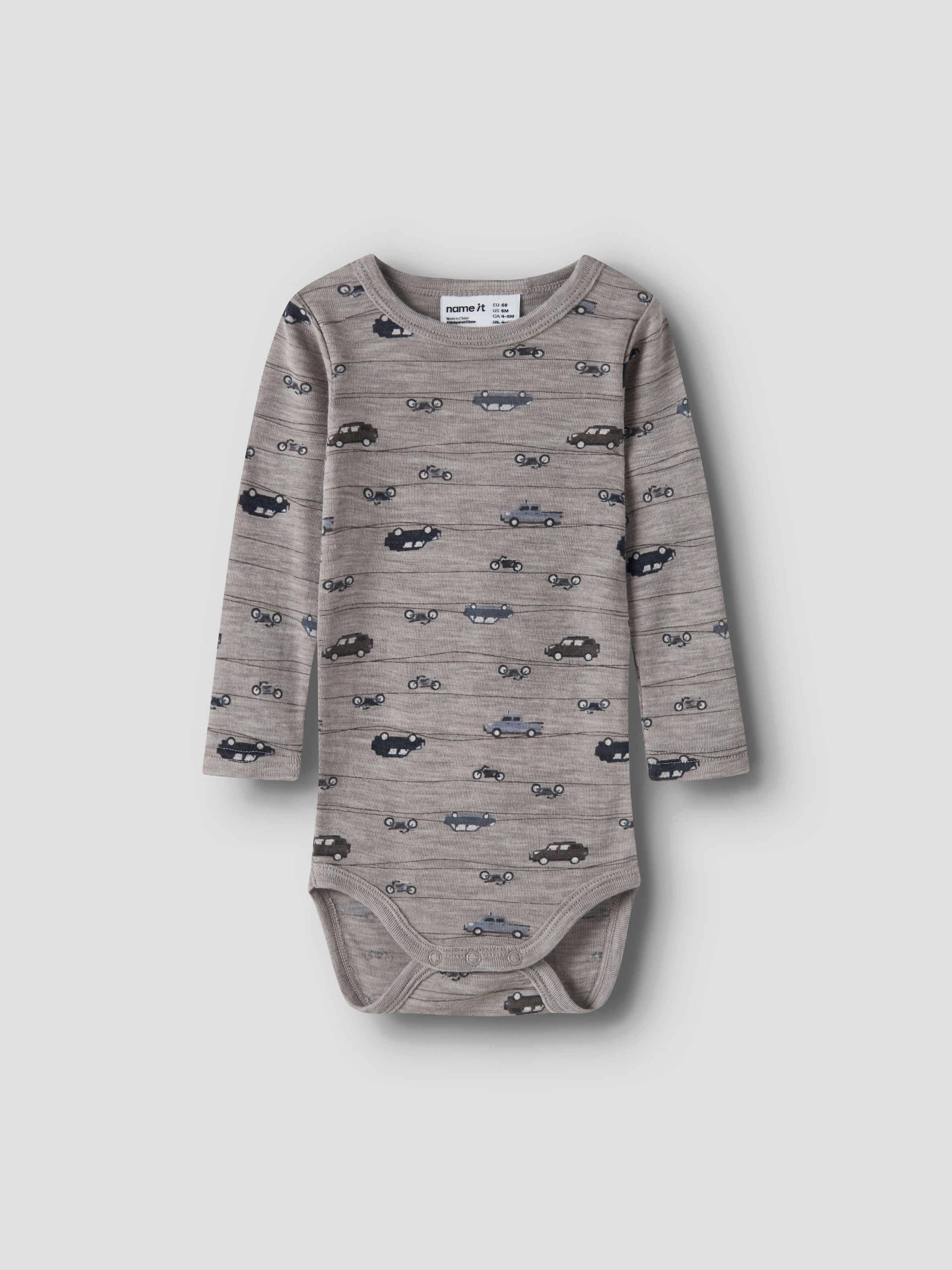 Name It Langarmbody »NBMWANG WOOL RIB LS BODY AOP NOOS« aus reiner Merinowolle, weich und wärmend
