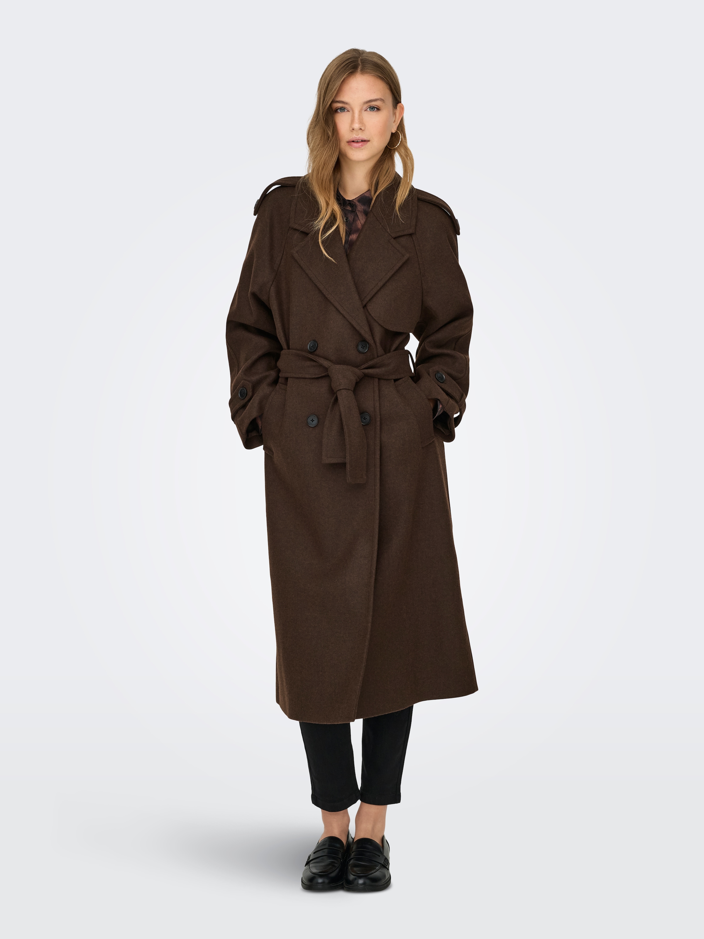 ONLY Langmantel »ONLDEAR-TRILLION LONG BELT COAT PNT NOOS« Kunstfaser