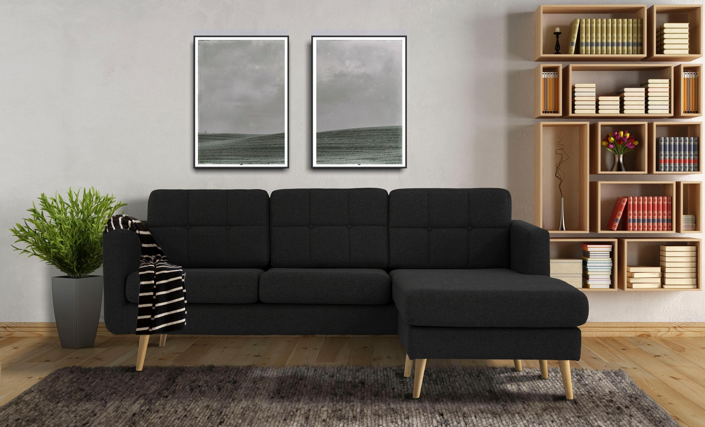 Home affaire Ecksofa »Brest L-Form«, mit Knopfheftung und Steppung im Rücken, geradliniges Design
