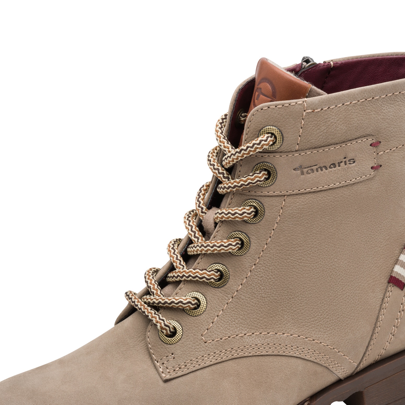 Tamaris Schnürboots, Blockabsatz, Schnürstiefelette, Kontrastnaht an der Ferse und Rahmen