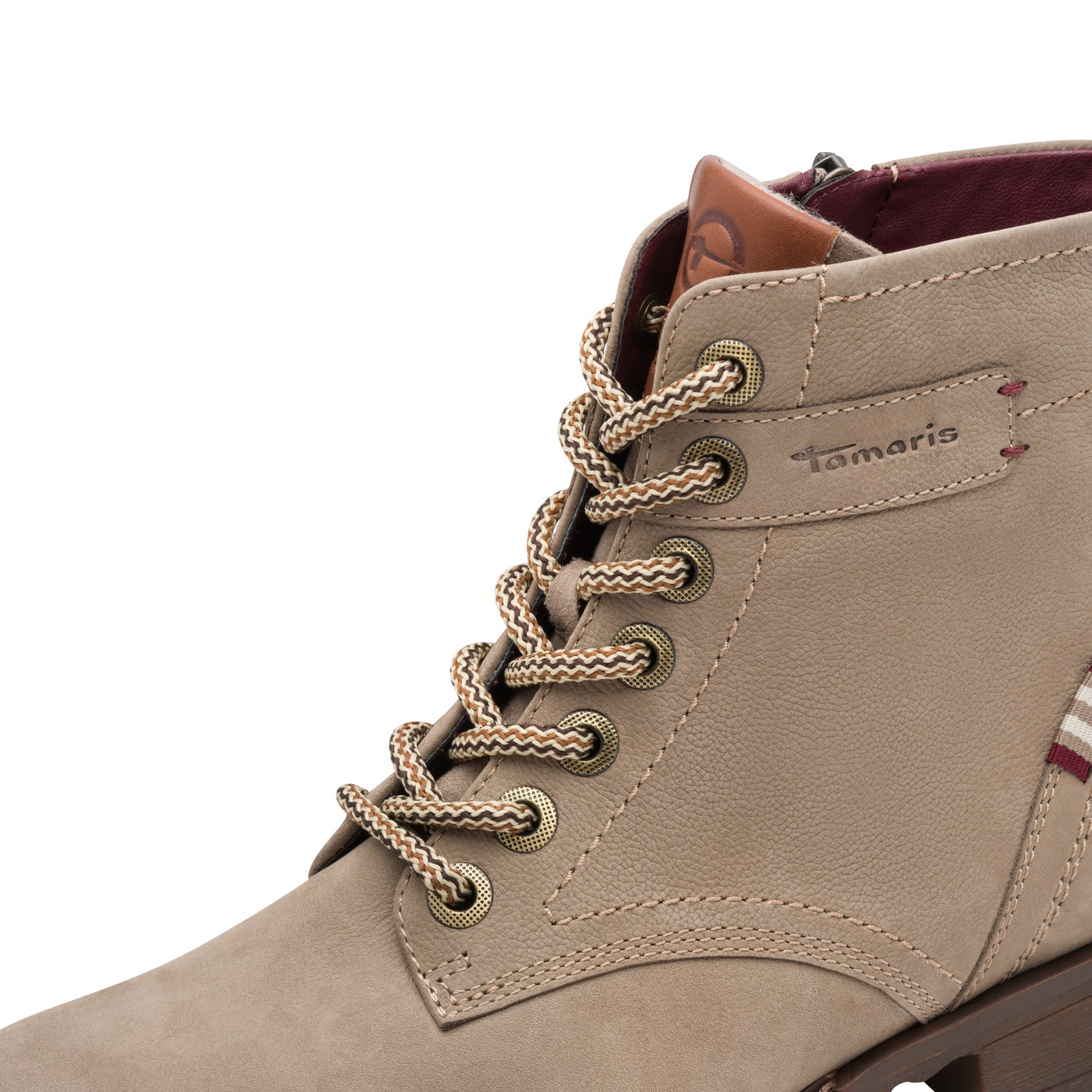 Thumbnail - Tamaris Schnürboots, Blockabsatz, Schnürstiefelette, Kontrastnaht an der Ferse und Rahmen