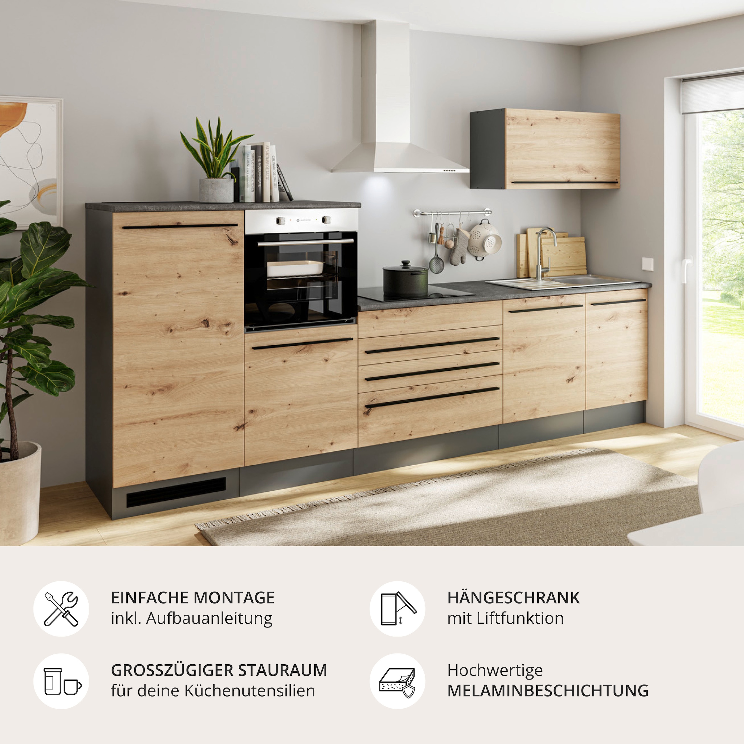 BASIC by Balculina Küchenzeile »Jazz« Breite 320 cm, wahlweise mit E-Geräten