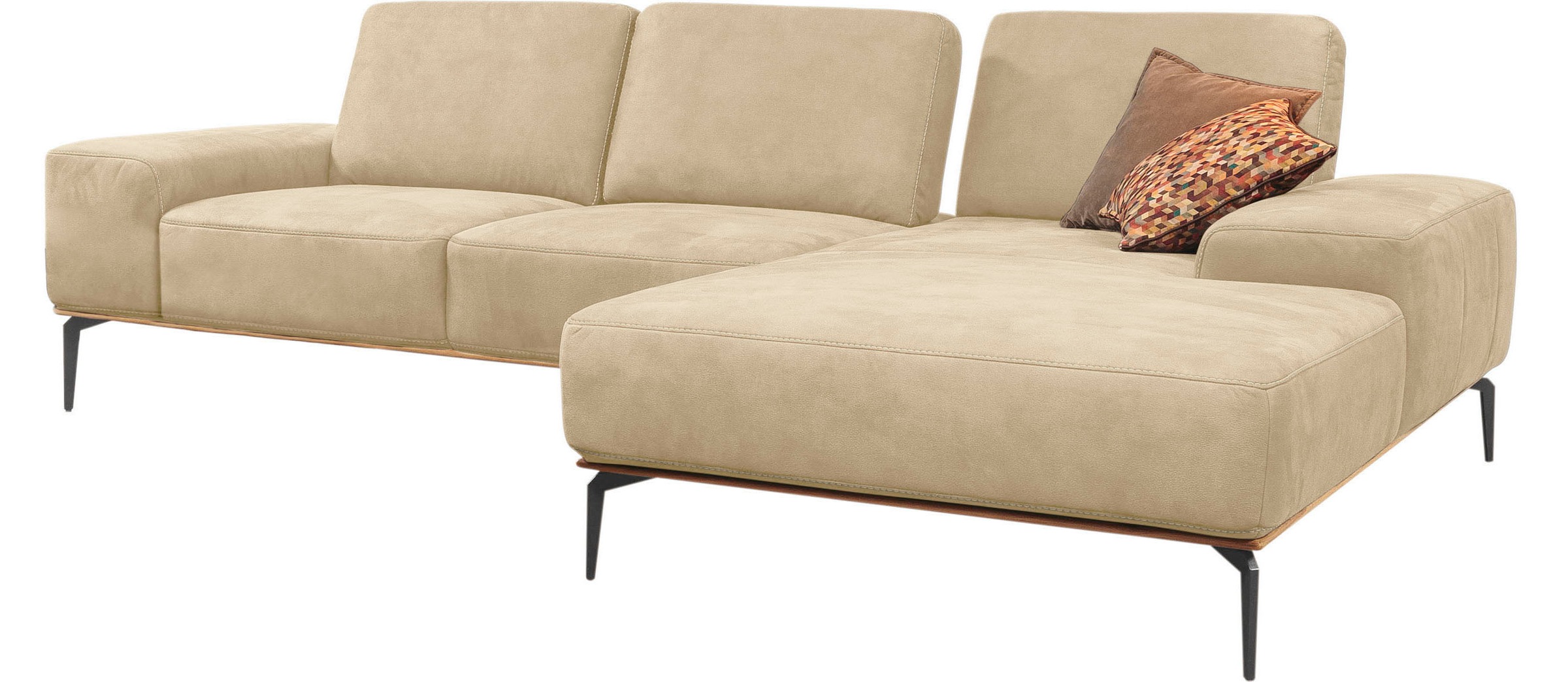 W.SCHILLIG Ecksofa »run, Designsofa mit tollem Sitzkomfort, bequem, L-Form«, mit Holzsockel, Füße in Schwarz pulverbeschichtet, Breite 299 cm