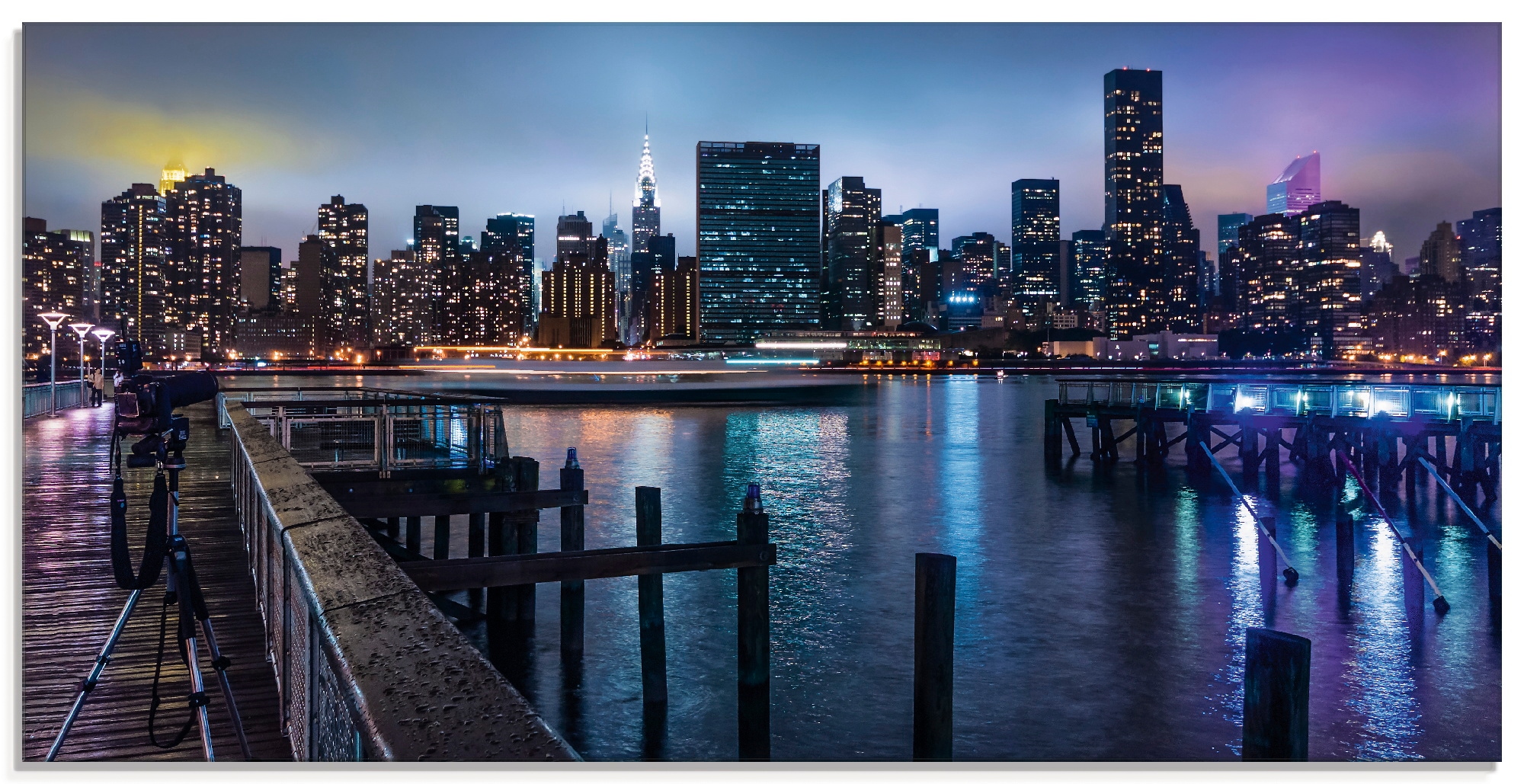 Artland Glasbild "New York Manhattan im Abendlicht", Amerika, (1 St.), in verschiedenen Größen