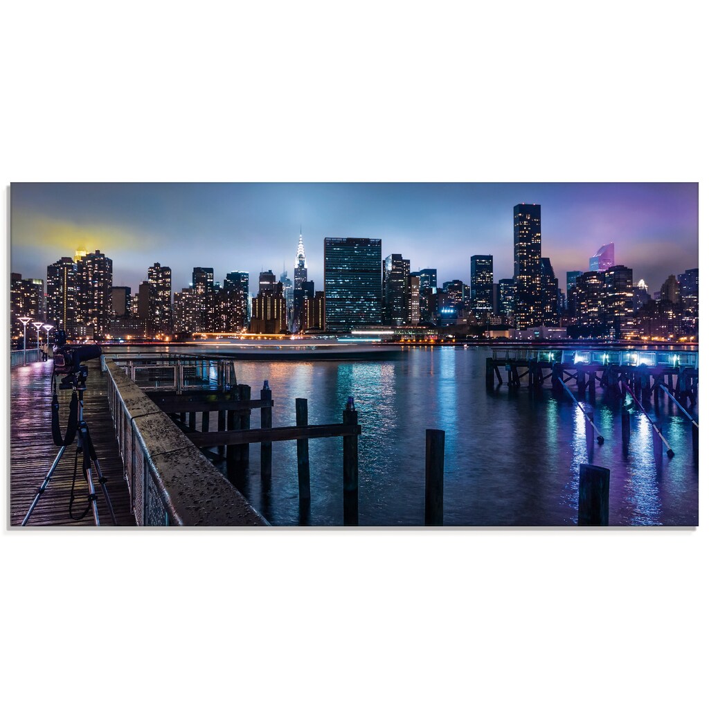 Artland Glasbild »New York Manhattan im Abendlicht«, Amerika, (1 St.)