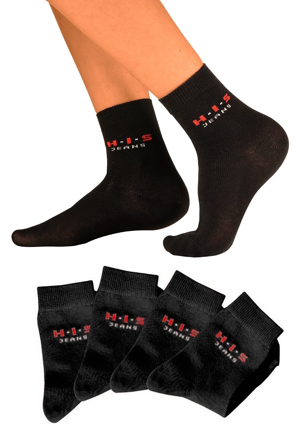 kontrasfarbenem mit H.I.S | Basicsocken, Logo online Paar), (4 BAUR bestellen