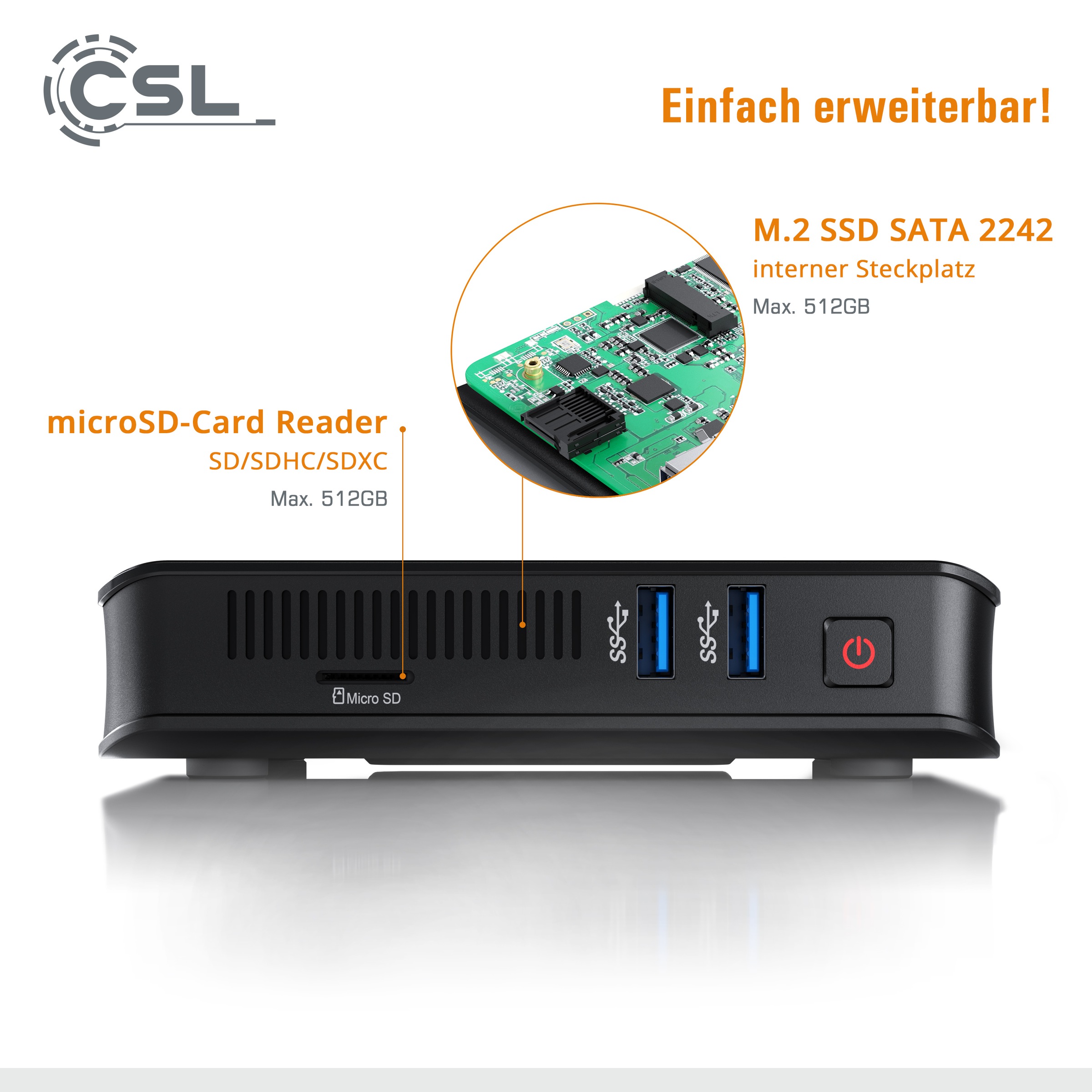 CSL Mini-PC »Narrow Box Ultra HD Compact v4 / Win 10«