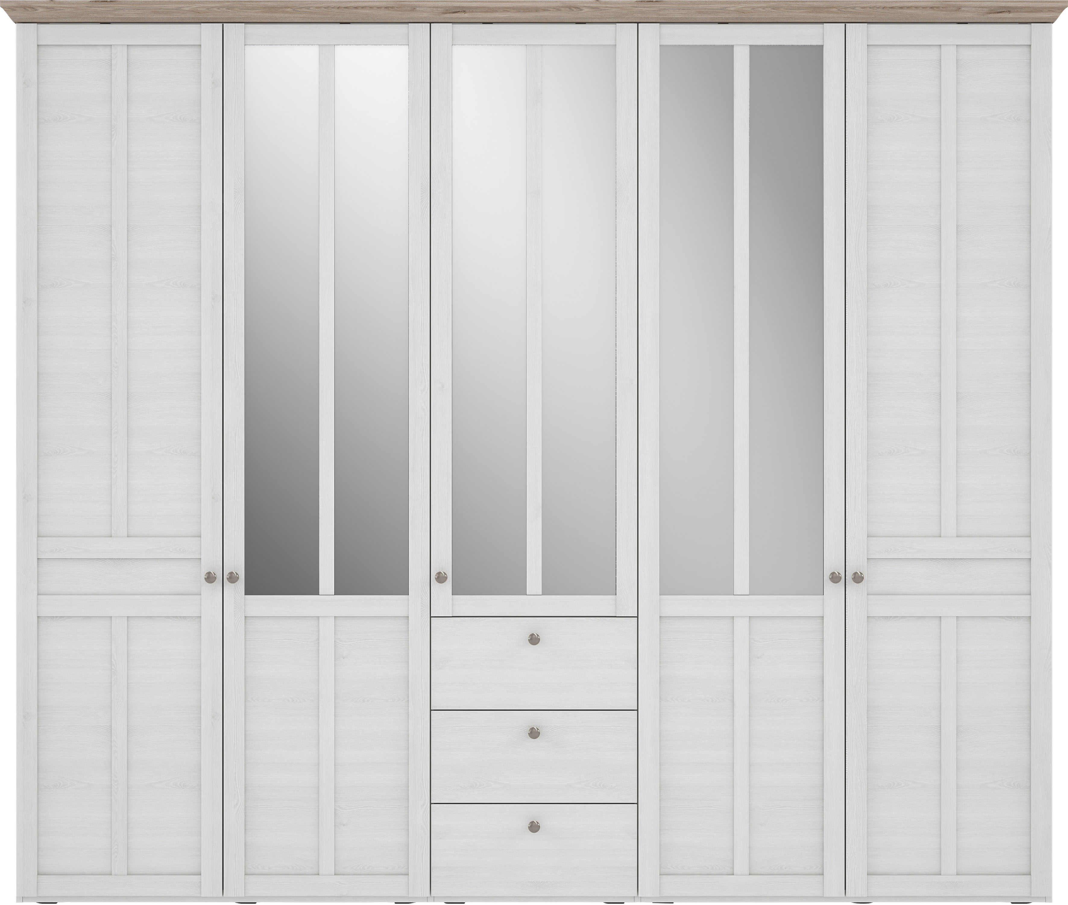 Thumbnail - FORTE Kleiderschrank "Iloppa, Schlafzimmerschrank im Landhausstil", (Maße: B/H/T ca. 155x192,6x57,3 cm), mit Spiegel