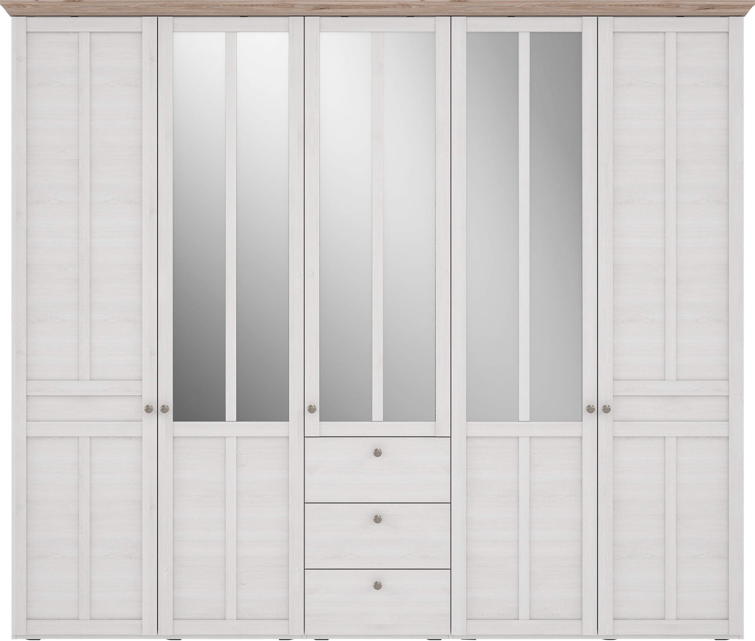 Thumbnail - FORTE Kleiderschrank "Iloppa, Schlafzimmerschrank im Landhausstil" Maße: B/H/T ca. 254,4x216,6x62,1 cm, Schrank mit Spie...