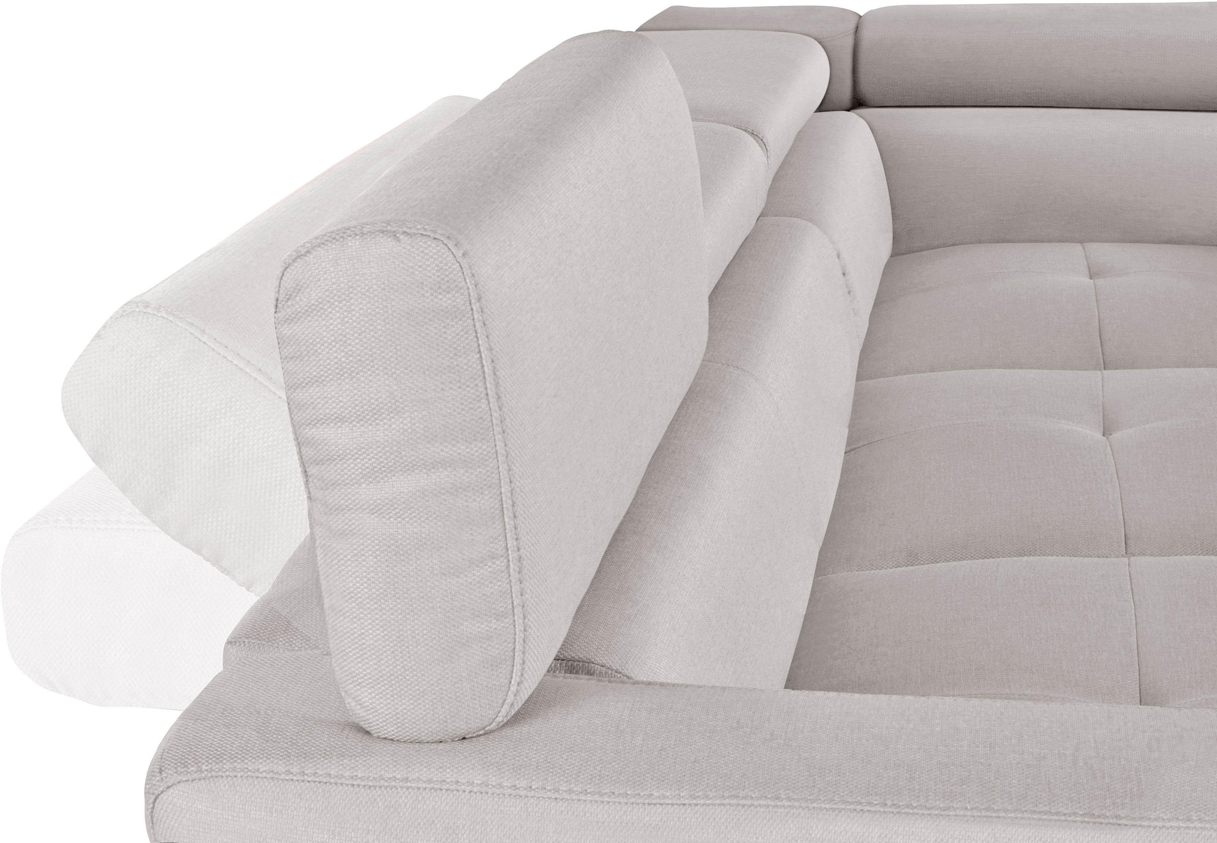 COTTA Ecksofa »Sammy L-Form«, mit Kopfteilverstellung, wahlweise mit Bettfunktion & Bettkasten