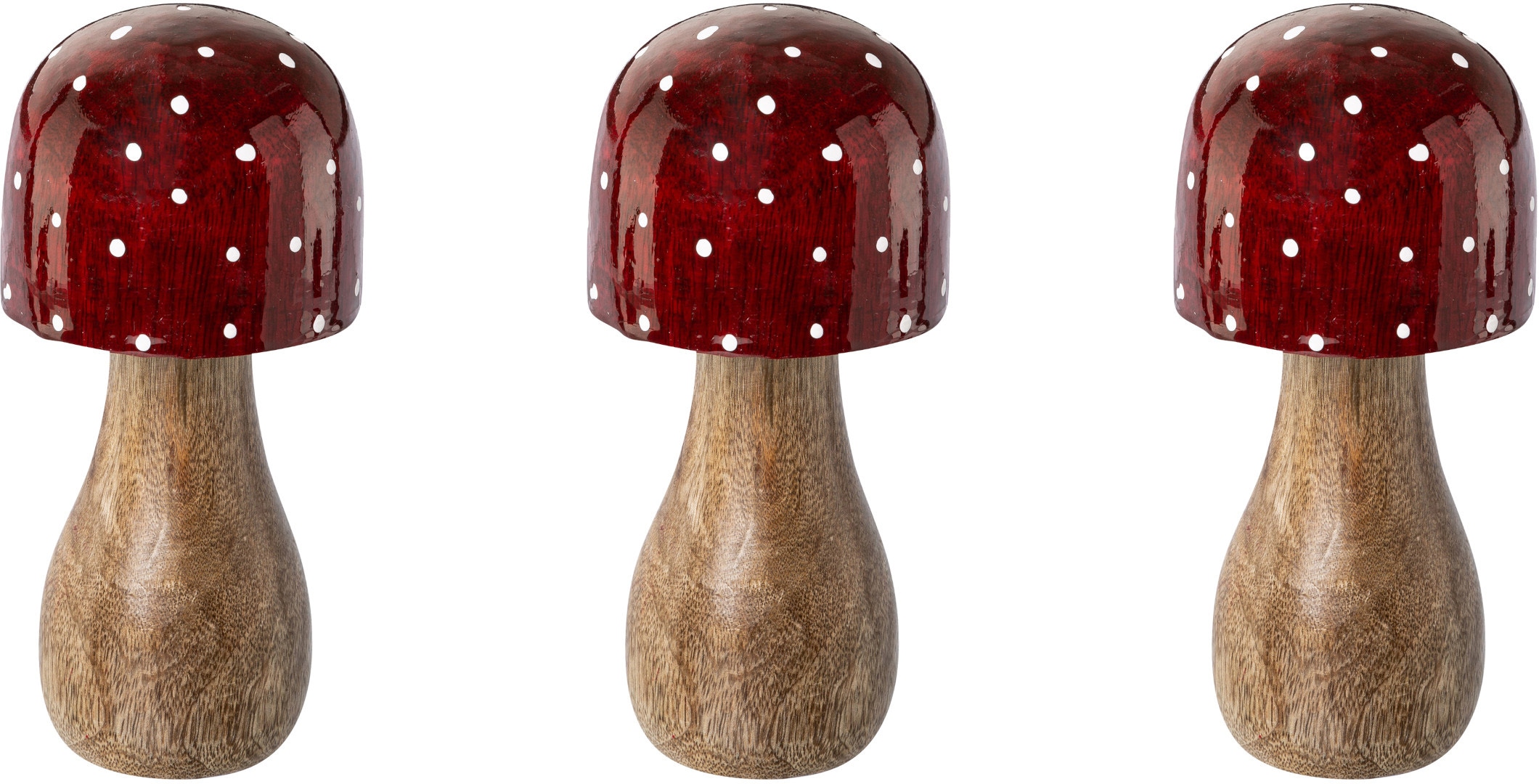 bestellen Weihnachtsfigur Creativ Weihnachtsdeko rot«, »Fliegenpilz, BAUR | mit deco leuchtenden Hüten rot