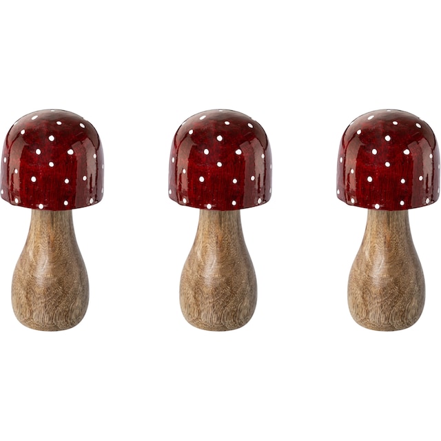 Creativ deco Weihnachtsfigur »Fliegenpilz, Weihnachtsdeko rot«, mit rot  leuchtenden Hüten bestellen | BAUR