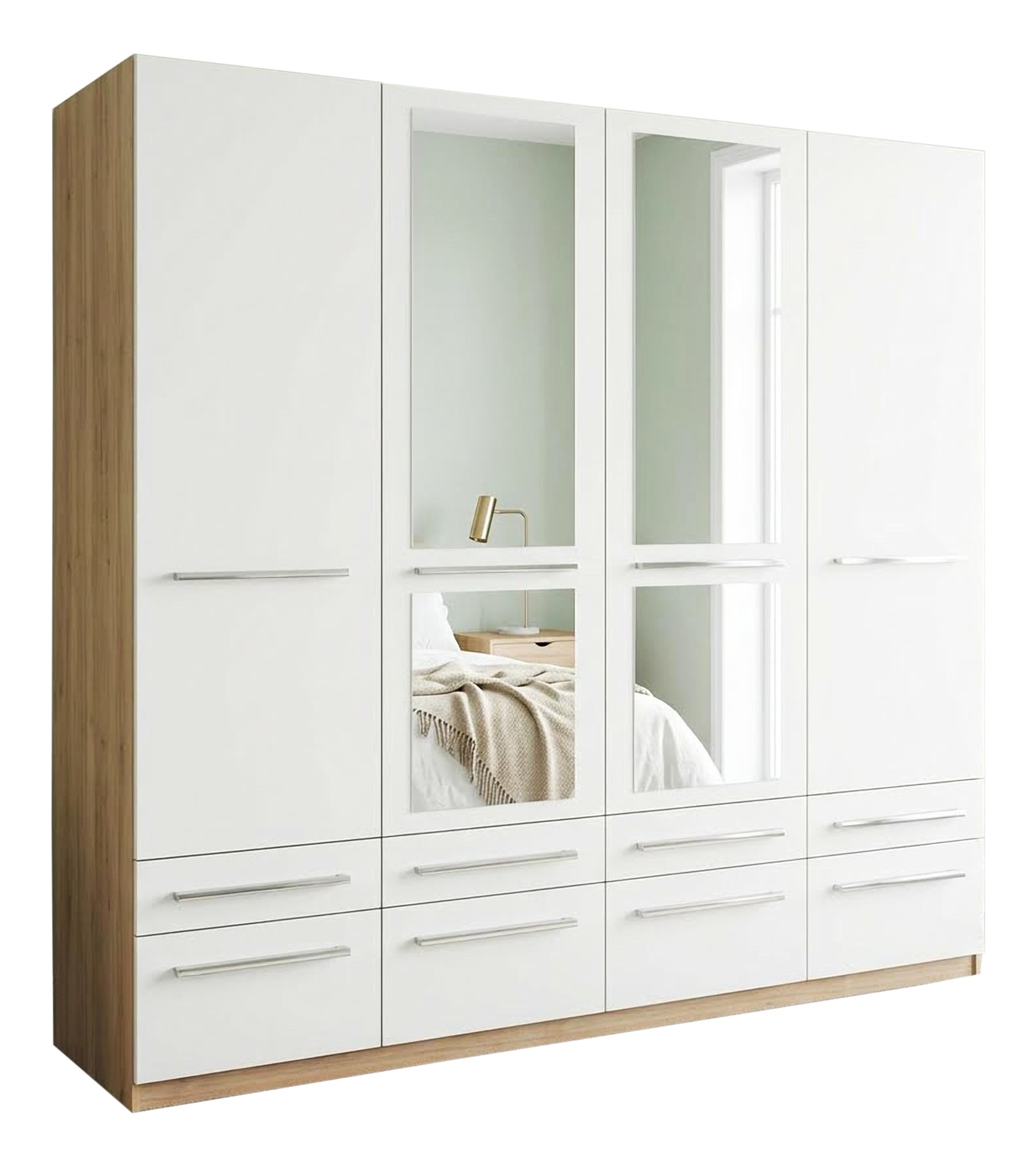 priess Kleiderschrank "Schrank Garderobe Wäscheschrank Barcelona in 5 Breiten" viel Stauraum, geräumige Schubkästen, mit Spiegel, MADE IN GERMANY