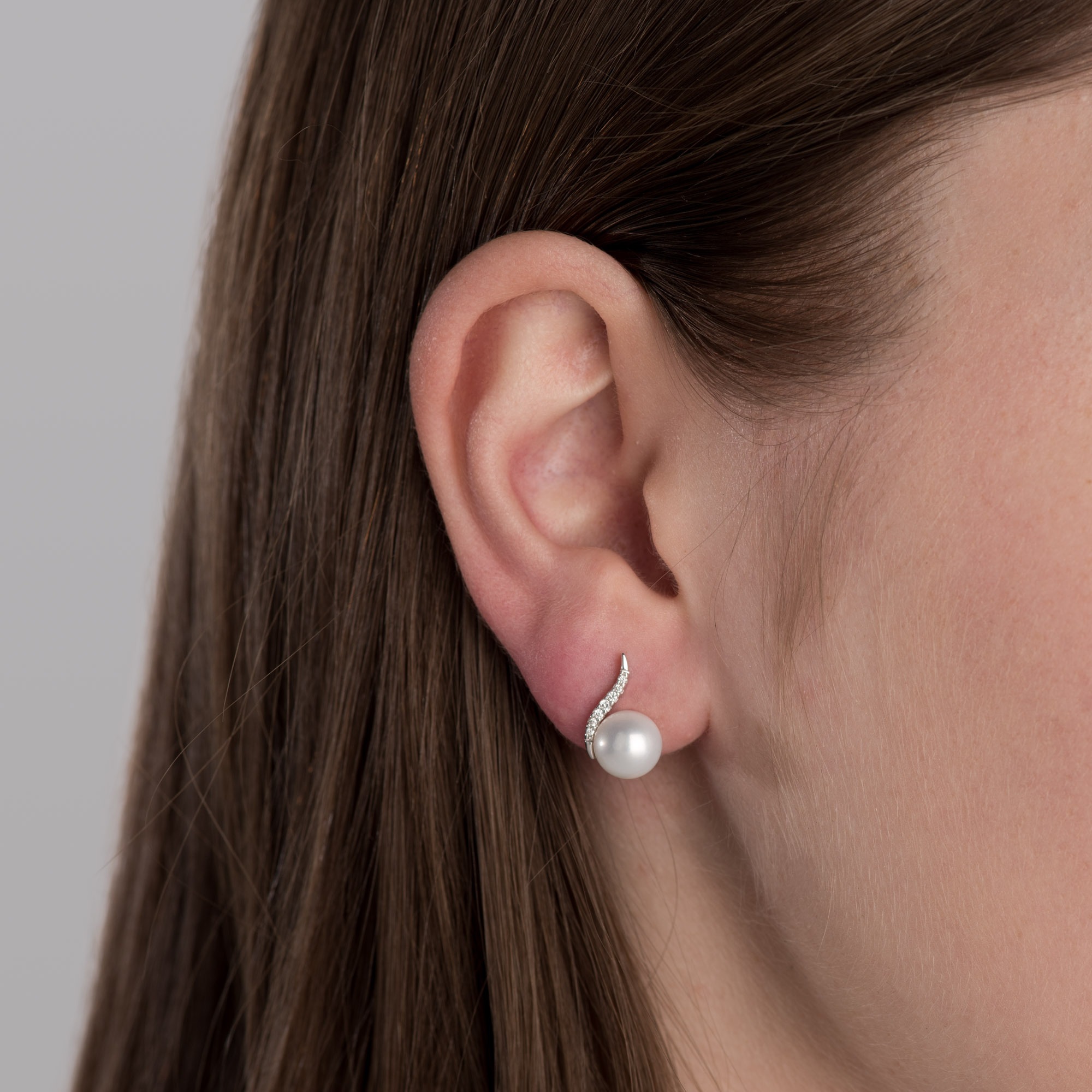 Orolino 585 White Gold Stud Earrings White 13mm 3
