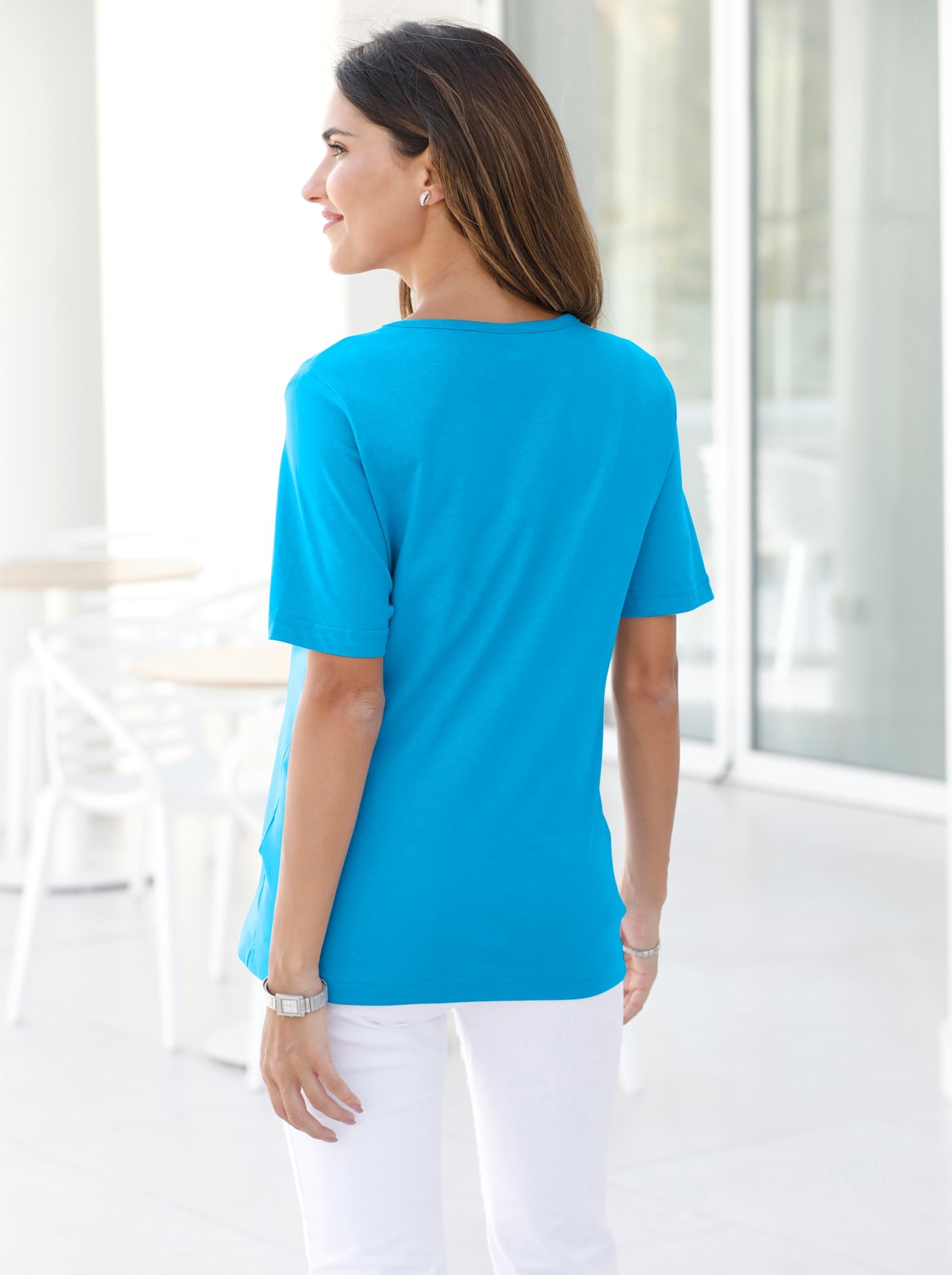Classic Basics Shirt Short Sleeve Women's Blue 52 2