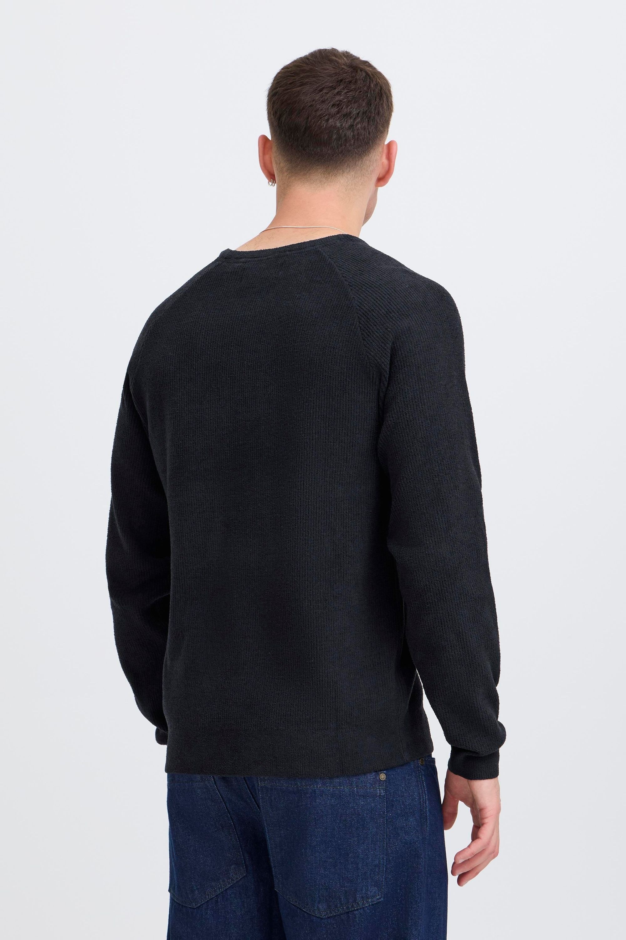 Strickpullover BLEND "BHDante", Herren, Gr. M, schwarz, Grobstrick, 85% Polyester, 15% Polyamid, Strukturmuster, Basic, normal normal, Rundhals, Raglanärmel, Pullover Strickpullover, Klassischer Grobstrickpullover 6