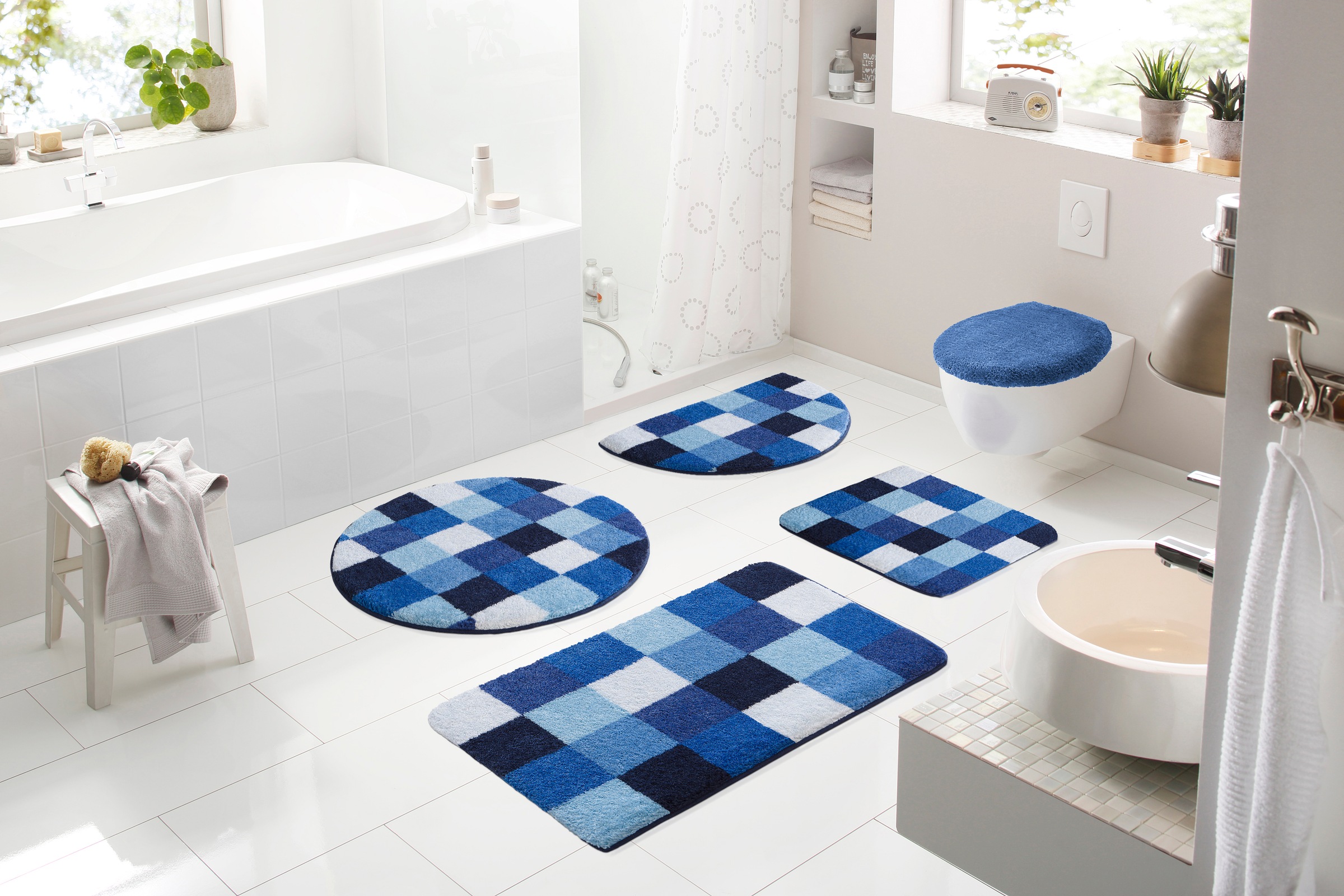 Grund Badematte "Mosaik, Badvorleger, Badezimmer Teppich, sehr weich" Höhe günstig online kaufen