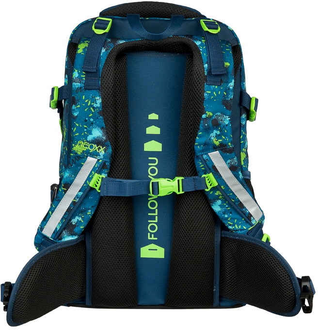 neoxx Schulrucksack »Active, Petrol Extreme«, reflektierende Details, aus recycelten PET-Flaschen