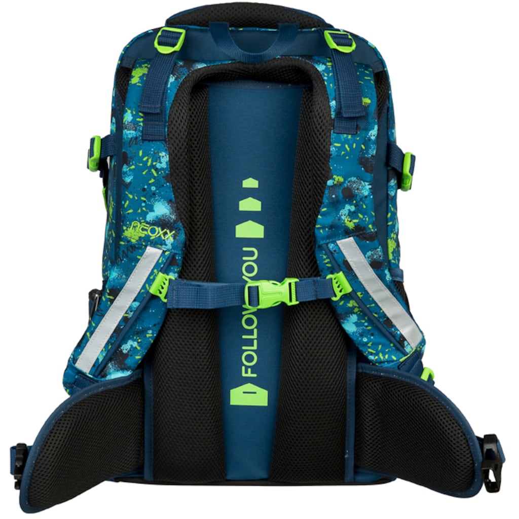 neoxx Schulrucksack »Active, Petrol Extreme«, reflektierende Details