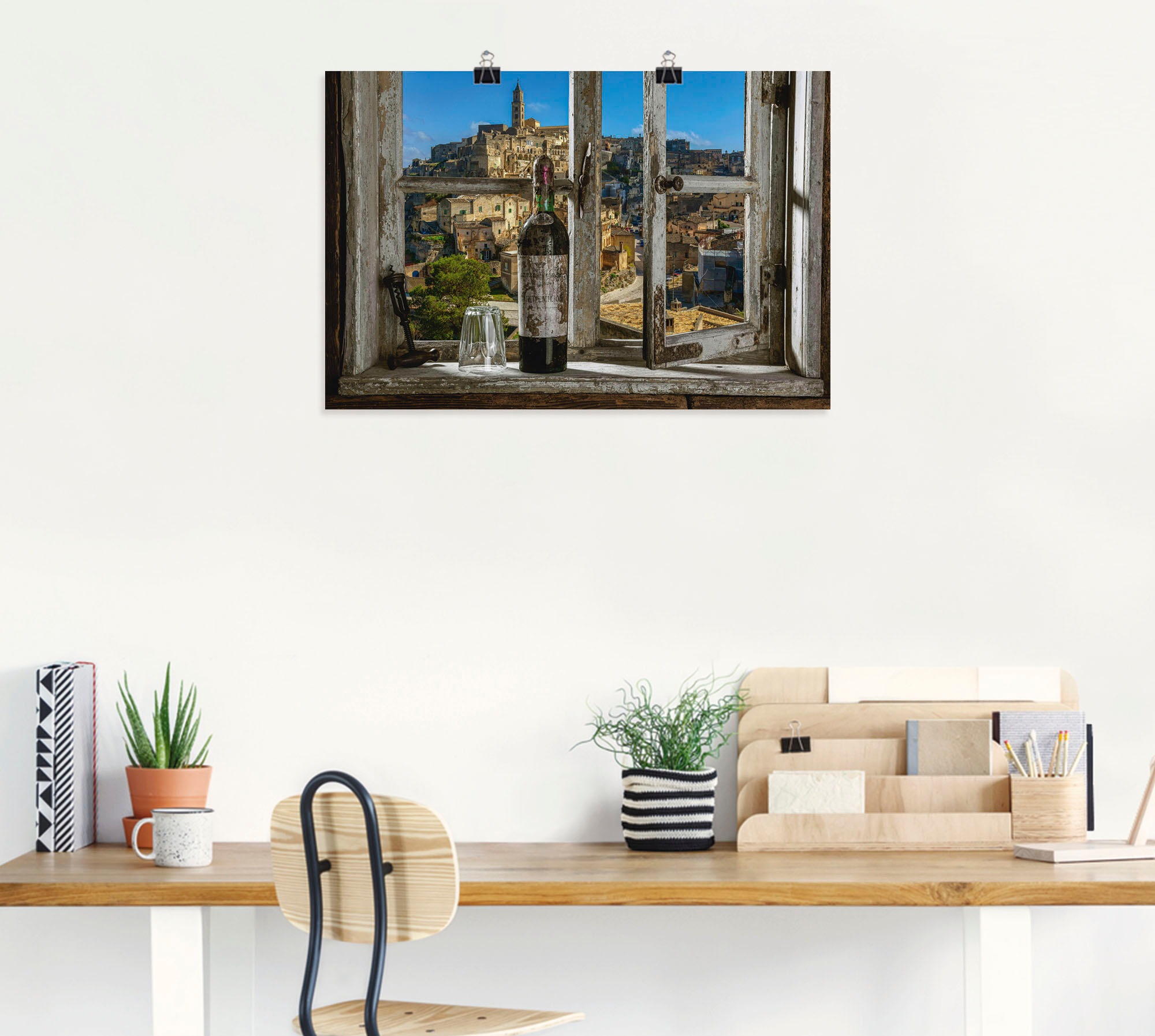 Artland Wandbild »Blick aus dem Fenster Matera, Italien«, Fenster & Türen, (1 St.), als Alubild, Outdoorbild, Leinwandbild, Poster, Wandaufkleber