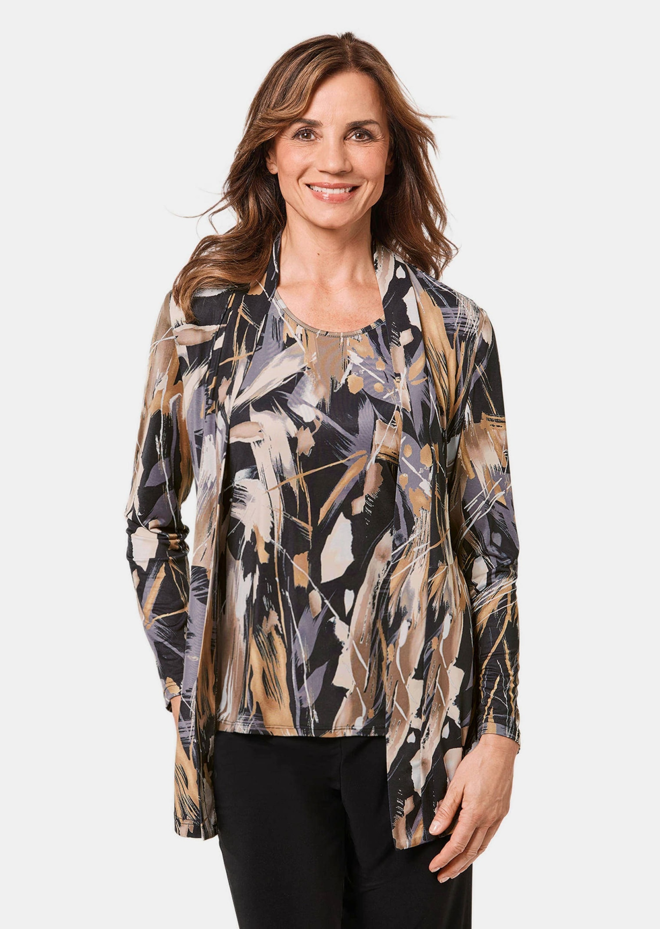 GOLDNER Sommerjacke "Stretchbequeme Slinky-Longjacke mit aufregendem Druck" günstig online kaufen