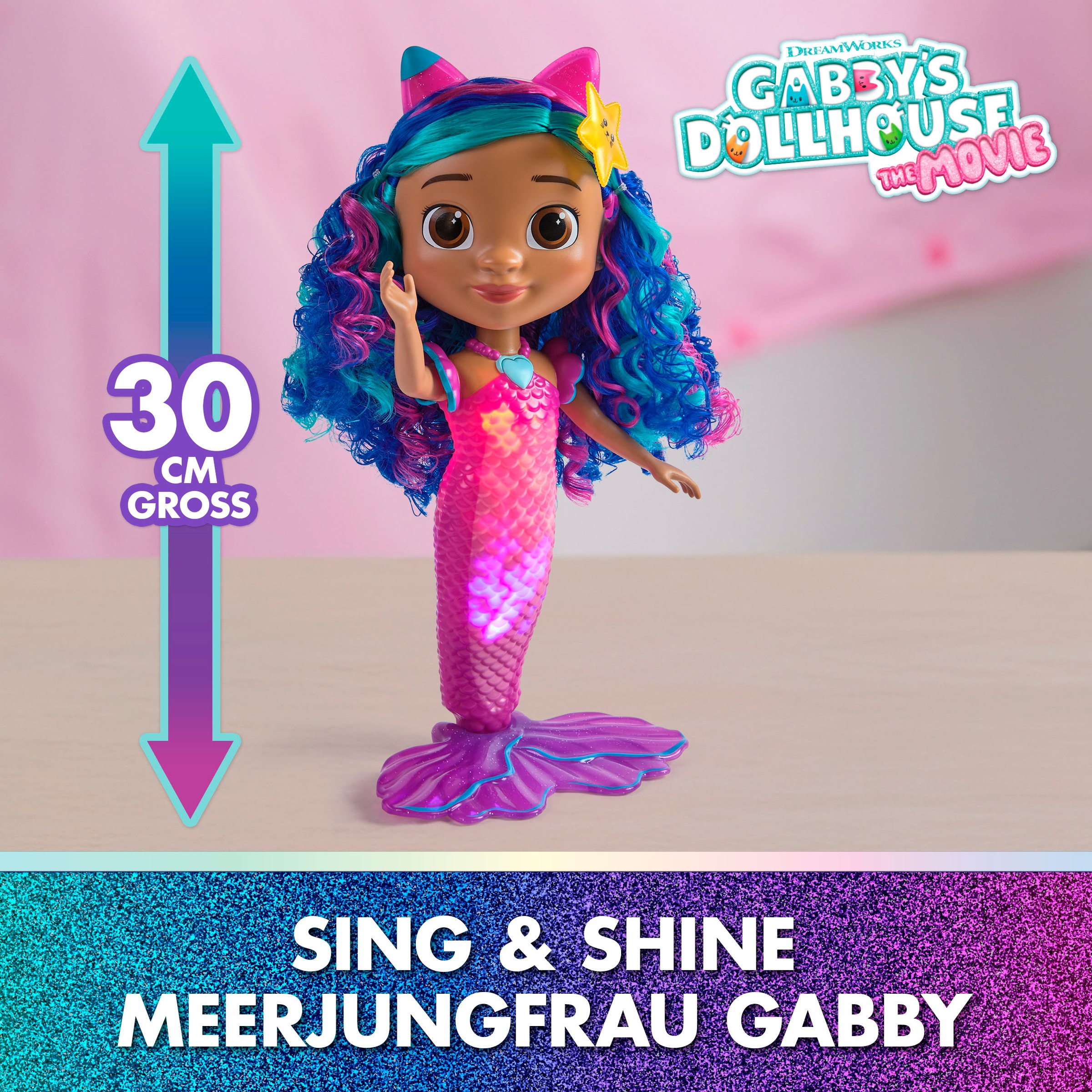 Spin Master Meerjungfrauenpuppe »Gabby’s Dollhouse: Der Film – Sing & Shine Meerjungfrau Gabby« mit Licht und Sound