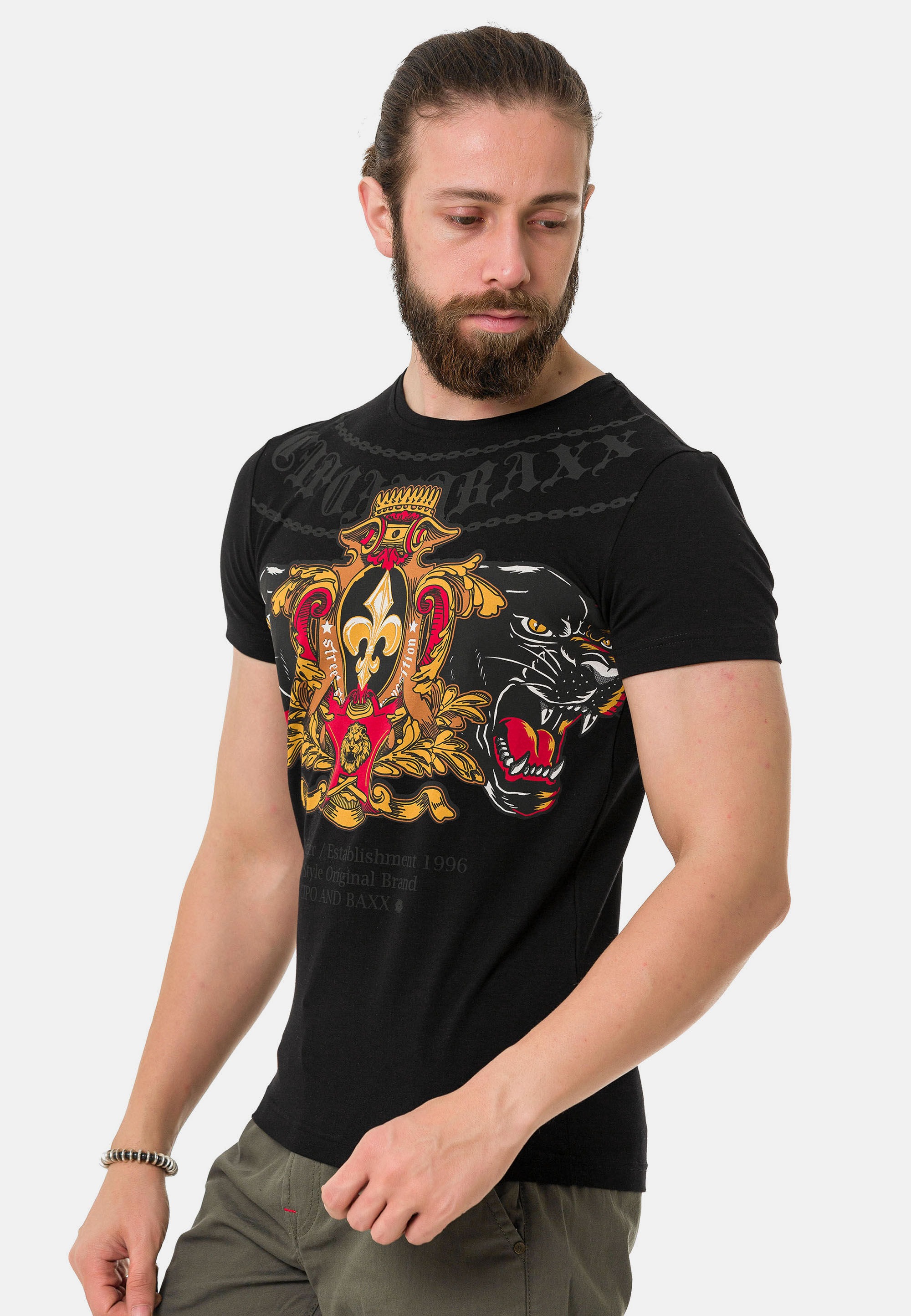 Cipo & Baxx T-Shirt »T-Shirt«, mit Panther Print