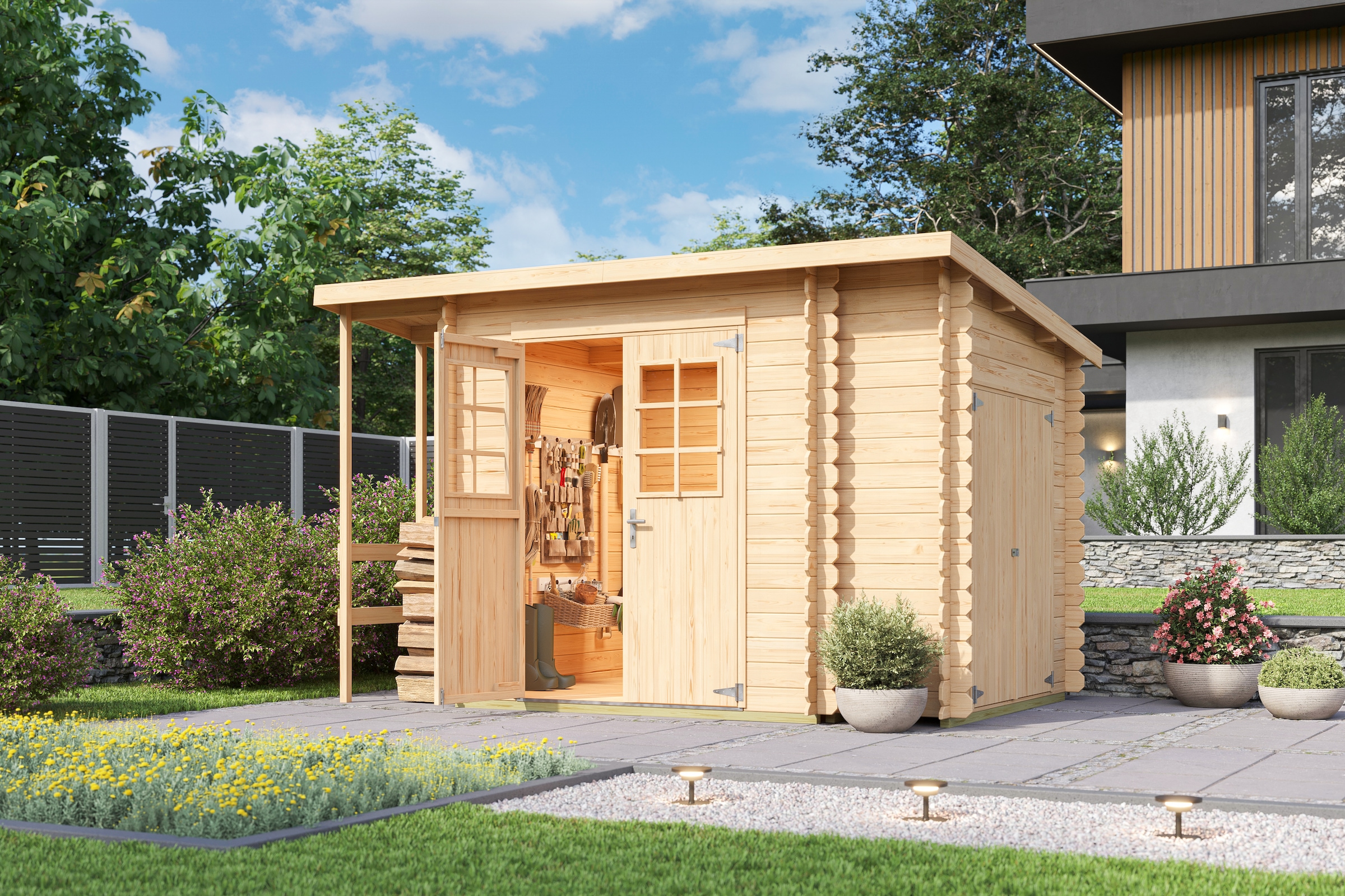 Nordic Holz Gartenhaus "Vilano 3", mit 3 getrennten Bereiche günstig online kaufen