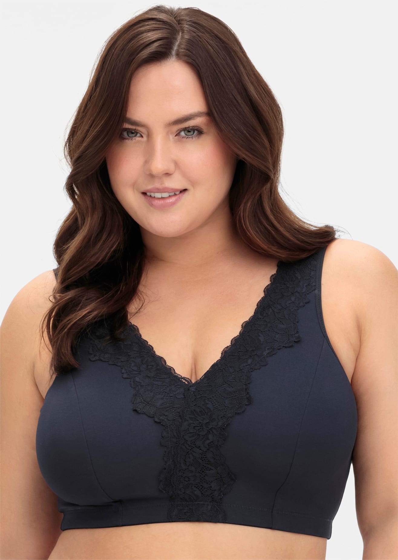 SHEEGO Damen Bügelloser BH, Gr. 120, blau, 95% Baumwolle, 5% Elasthan, BHs