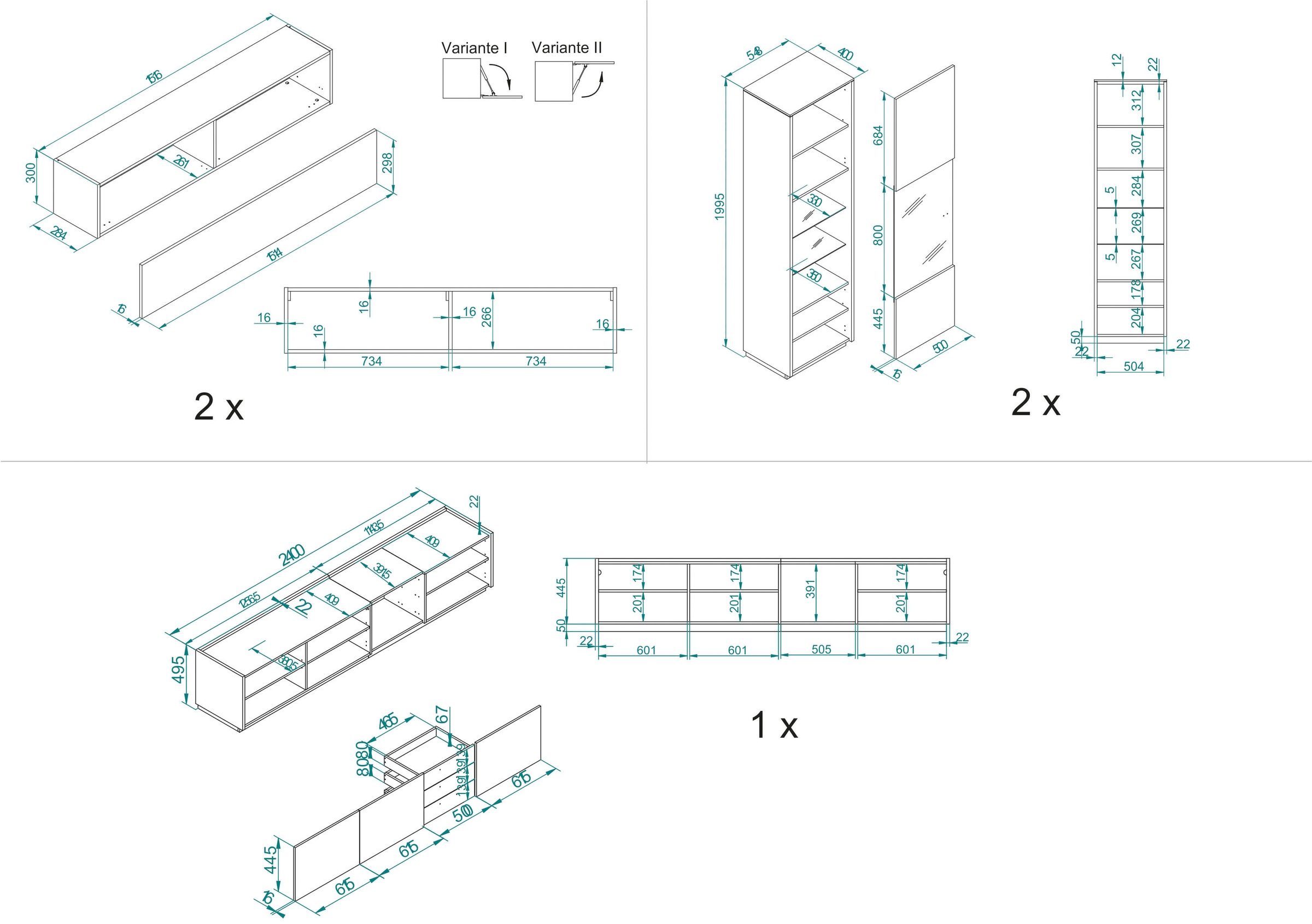 INOSIGN Schrank-Set »LARGO«, (Set, 5 St.), mit Soft-Close und Push to open-Funktion