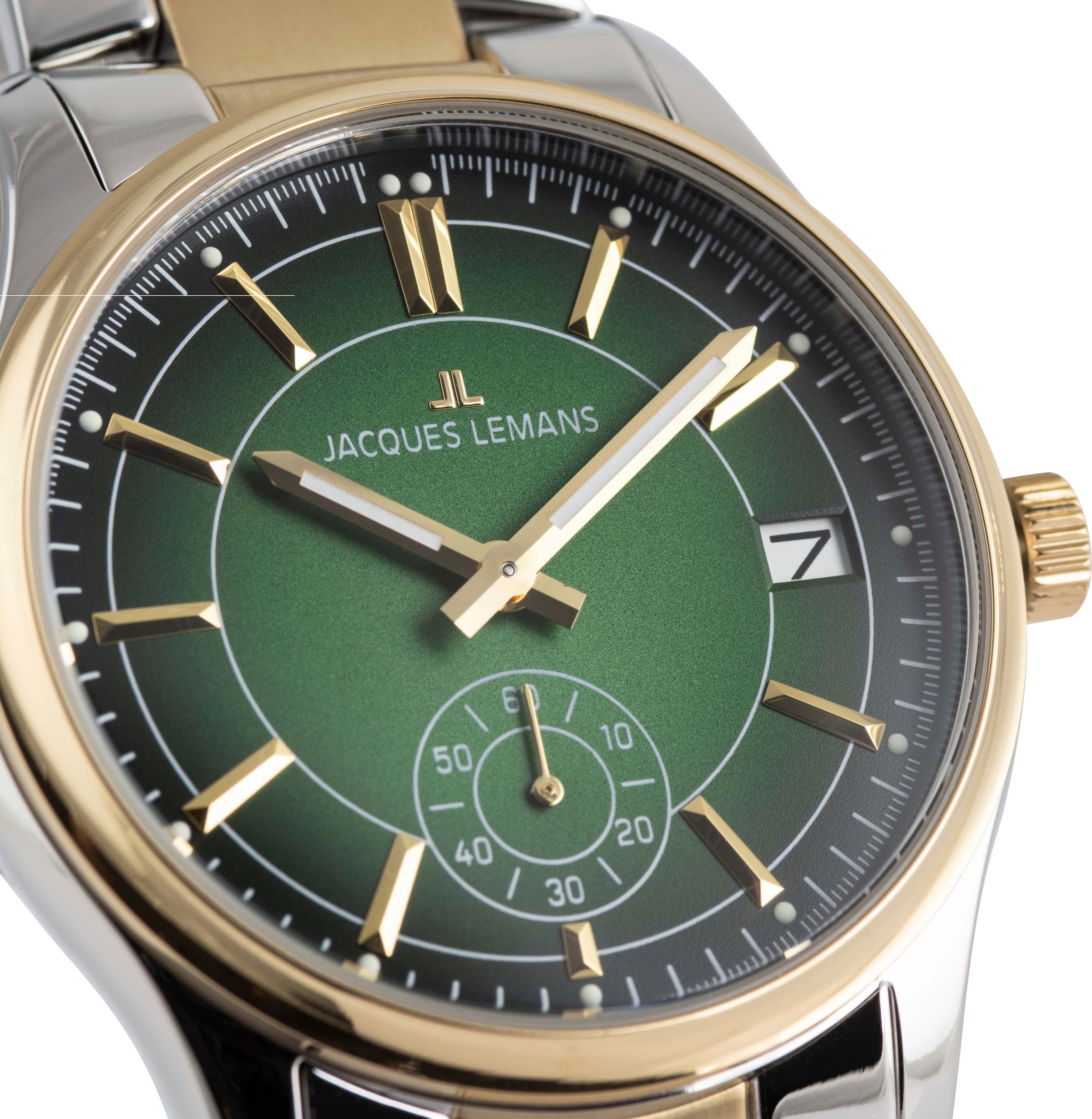 Jacques Lemans Quarzuhr »Derby«, Armbanduhr, Herrenuhr, Edelstahlarmband, analog, Tag, kleine Sekunde