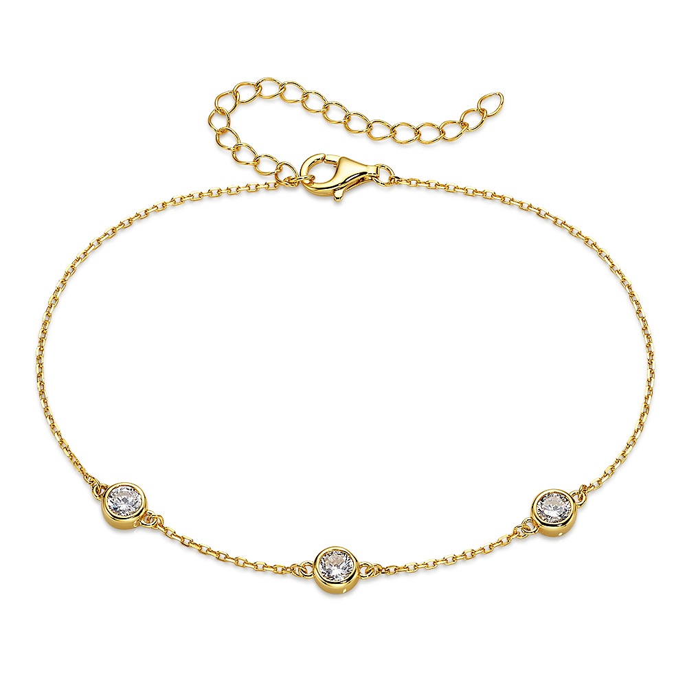 BRUNO BANANI Damen Armband "Schmuck Geschenk Silberarmband gelbgoldfarben vergoldet", 24cm, Silber 925 (Sterlingsilber), gold, Silber 925