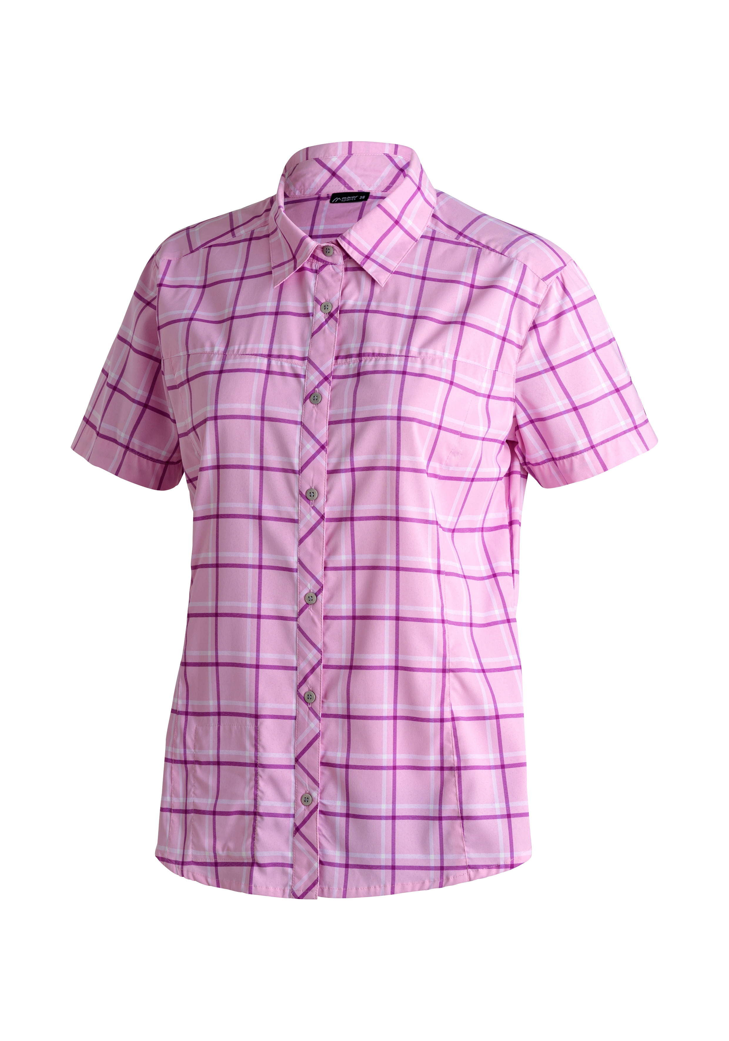 Maier Sports Funktionsbluse "Kendra S/S W" Damen Bluse, leichte Kurzarmbluse, Blusen-Shirt, Karobluse, Reg Fit