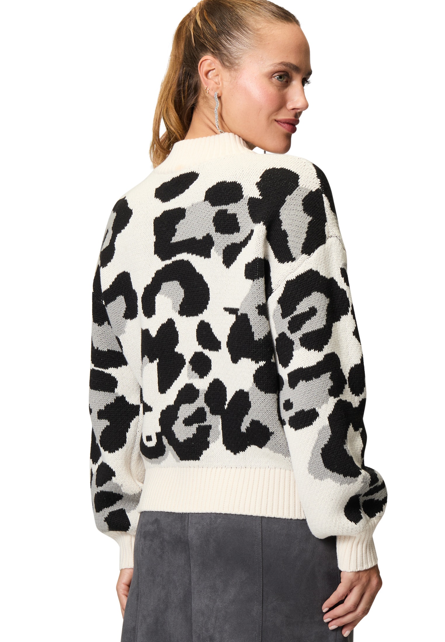 Zero Strickpullover »zero Pullover mit Leoprint«, (1 tlg.), Plain/ohne Details