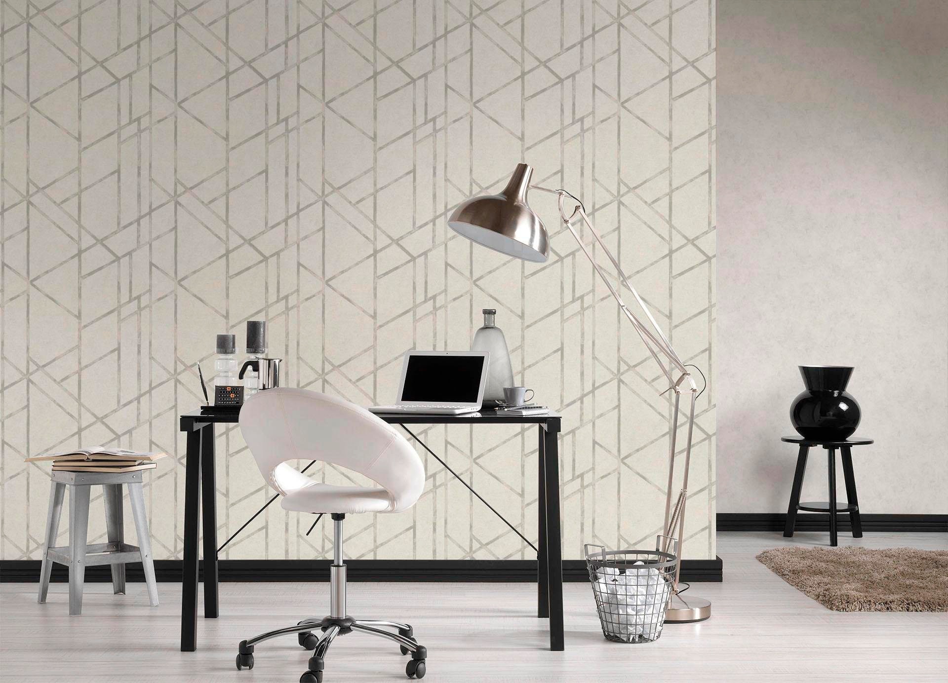 living walls Vliestapete »Metropolitan Stories Francesca Milano grafisch«, geometrisch-grafisch-Motiv, Grafik Tapete Geometrisch Metallic Tapeten Wohnzimmer Schlafzimmer