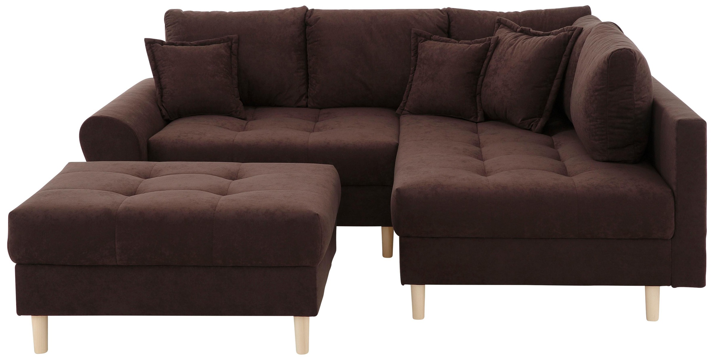 Home affaire Ecksofa "Rice L-Form, B: 223 cm" Set: Sofa & Hocker, mit 3 Zie günstig online kaufen