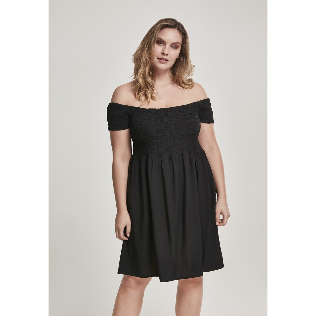 URBAN CLASSICS Shirtkleid »Urban Classics Damen Ladies Smoked Off Shoulder Dress«, (1 tlg.)