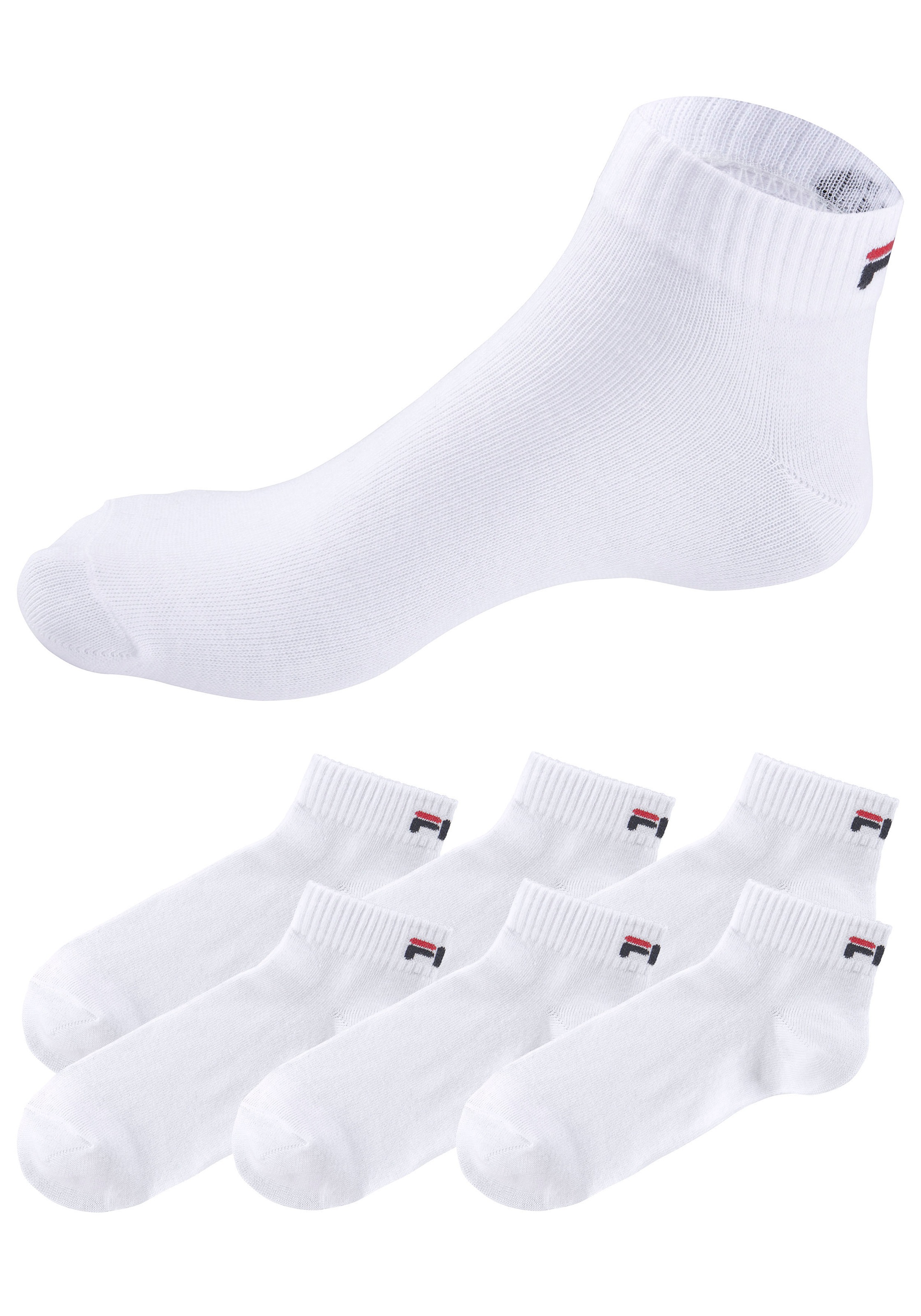 Fila Kurzsocken, (6er Pack), Baumwollmischung, Rippenbündchen, flache Zehennaht