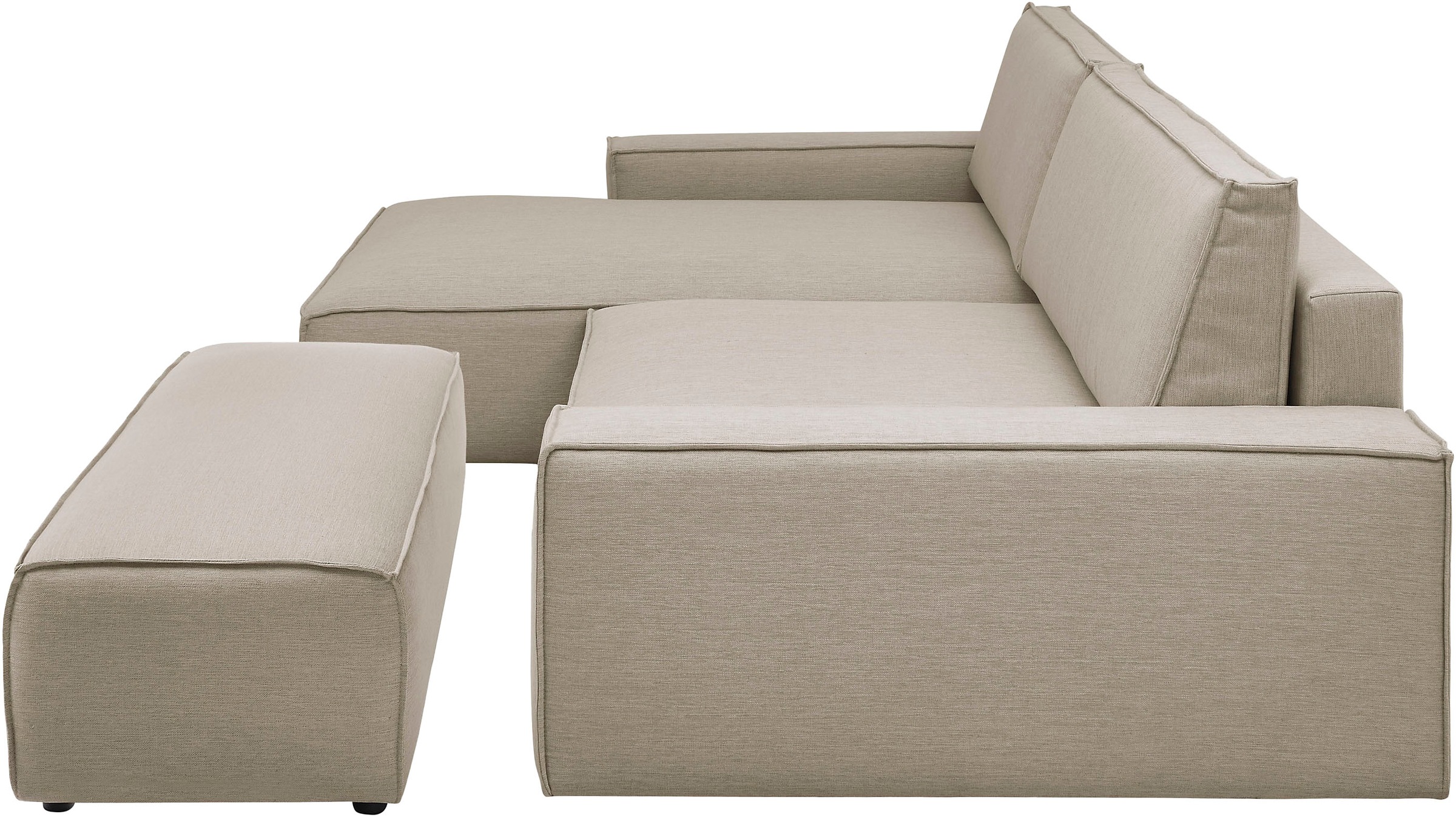 Home affaire Polsterecke »NEU: SHERWOOD XXL tief, L-Form mit Schlaffunktion, Big-Sofa mit Hocker«, (Set, 2 St.), stellbar zum Schlafsofa (Krokodilverbinder), Cord, Leinenoptik