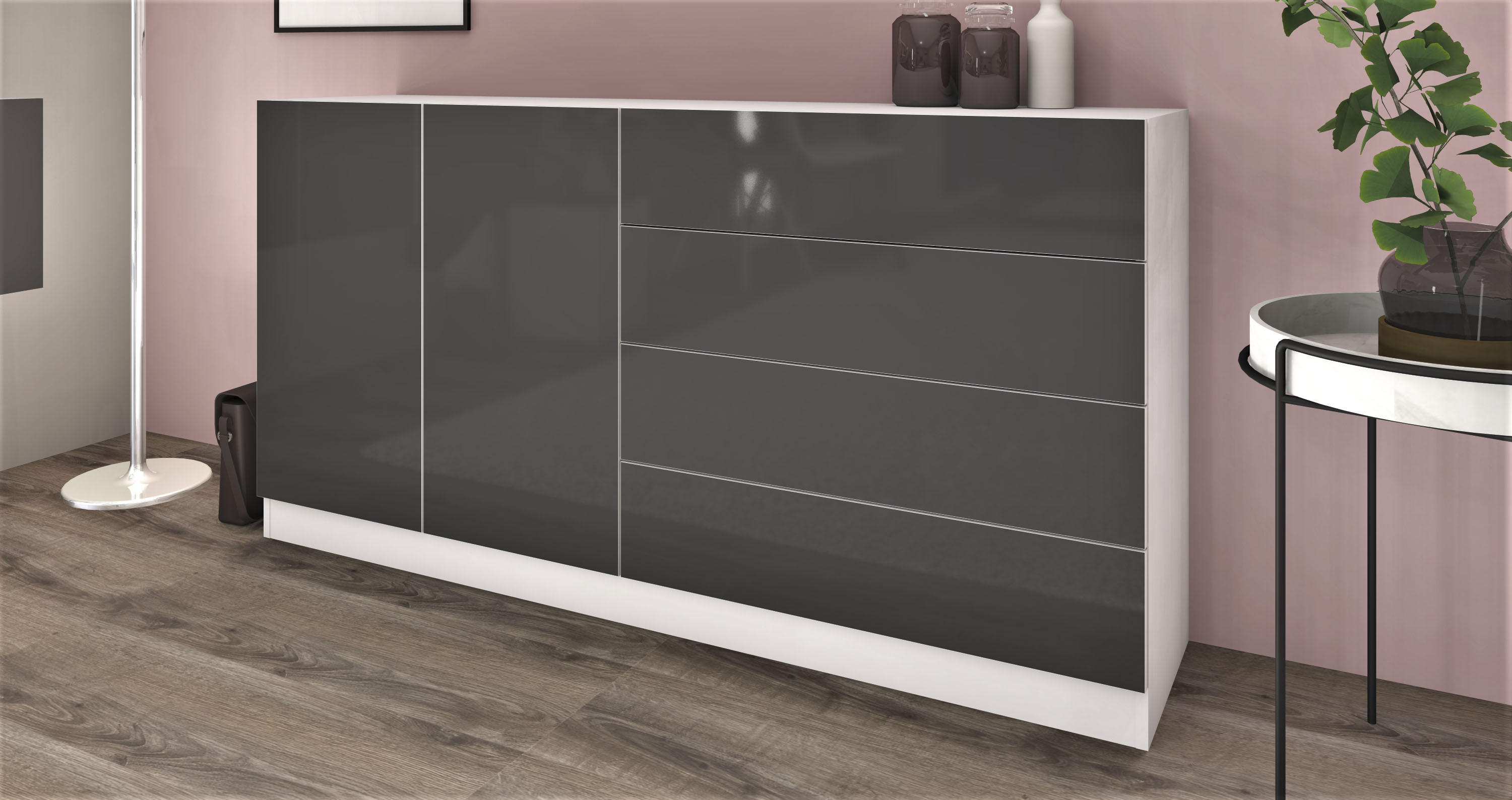 Thumbnail - borchardt Möbel Sideboard "Vaasa, Kommode mit 2 Türen und 4 Schubkästen auf Kugelführungen"