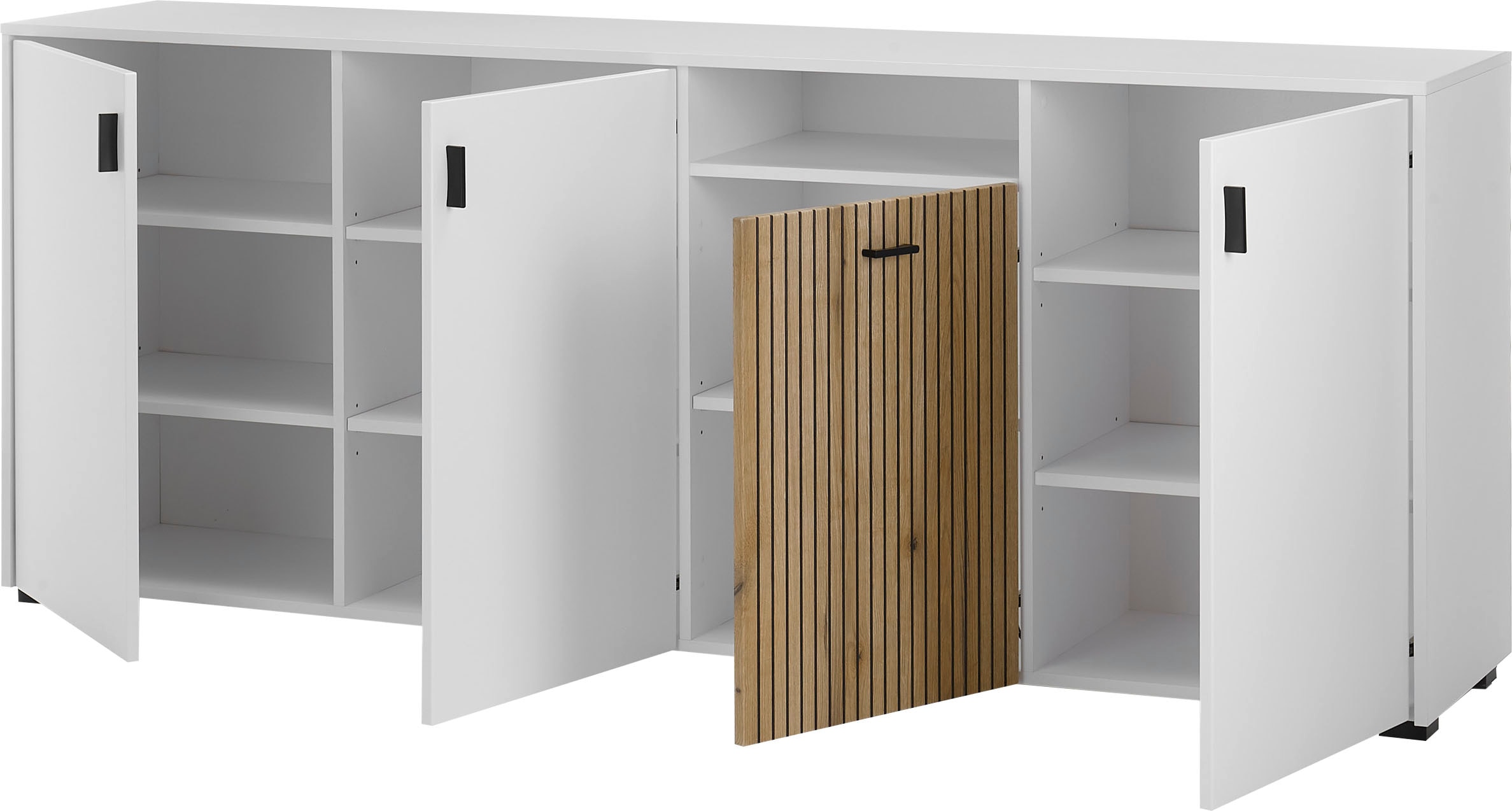 INOSIGN Sideboard »Hudson«, in moderner Trendfarbe, Griffe aus Metall (Schwarz), Breite 200 cm
