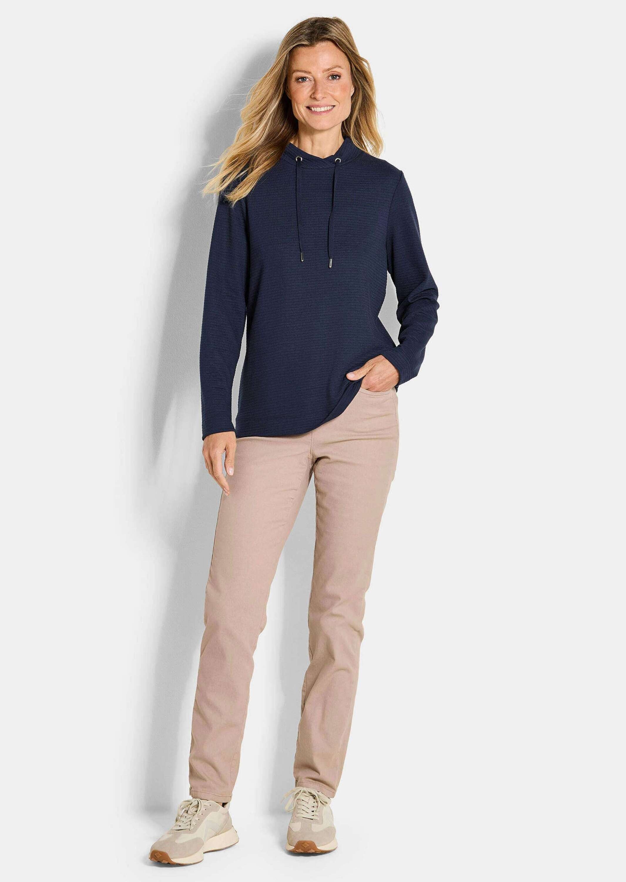 GOLDNER Kurzarmshirt »Sweatshirt mit Kordeln«