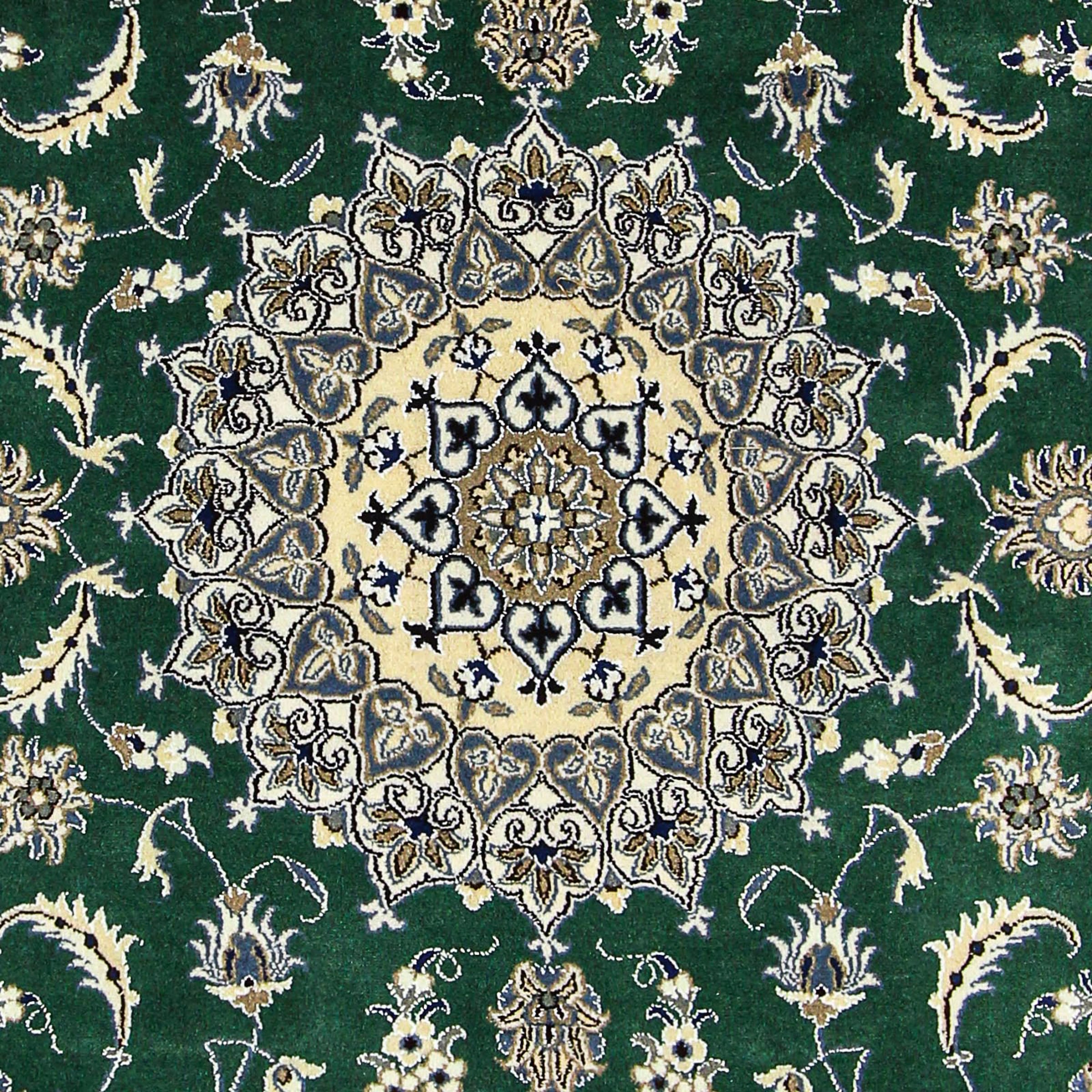 morgenland Orientteppich »Perser - Nain - 286 x 200 cm - dunkelgrün«, rechteckig, Wohnzimmer, Handgeknüpft, Einzelstück mit Zertifikat
