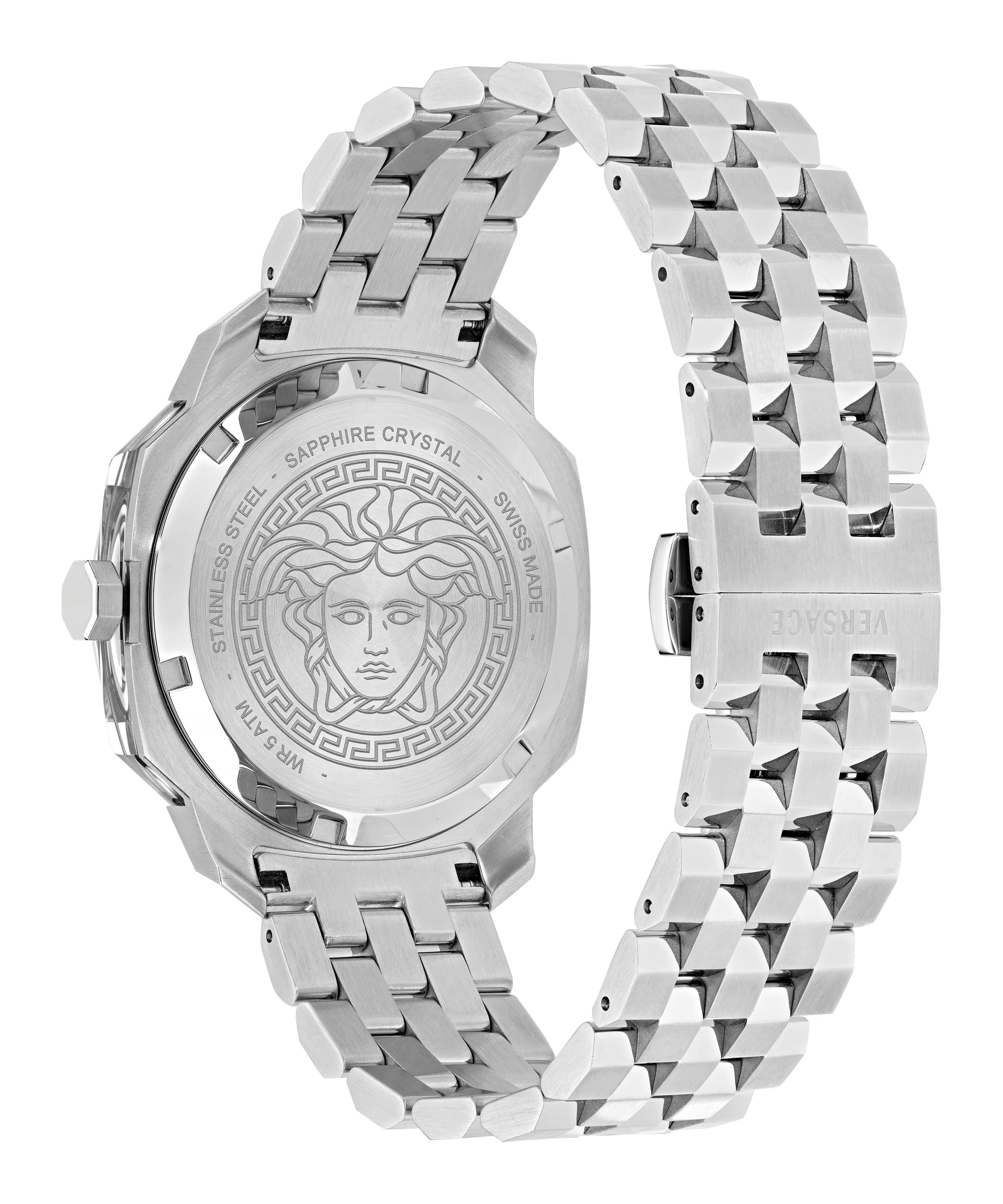 Versace Quarzuhr »DYLOS« Armbanduhr, Damenuhr, Herrenuhr, Swiss Made, Edelstahlarmband, analog